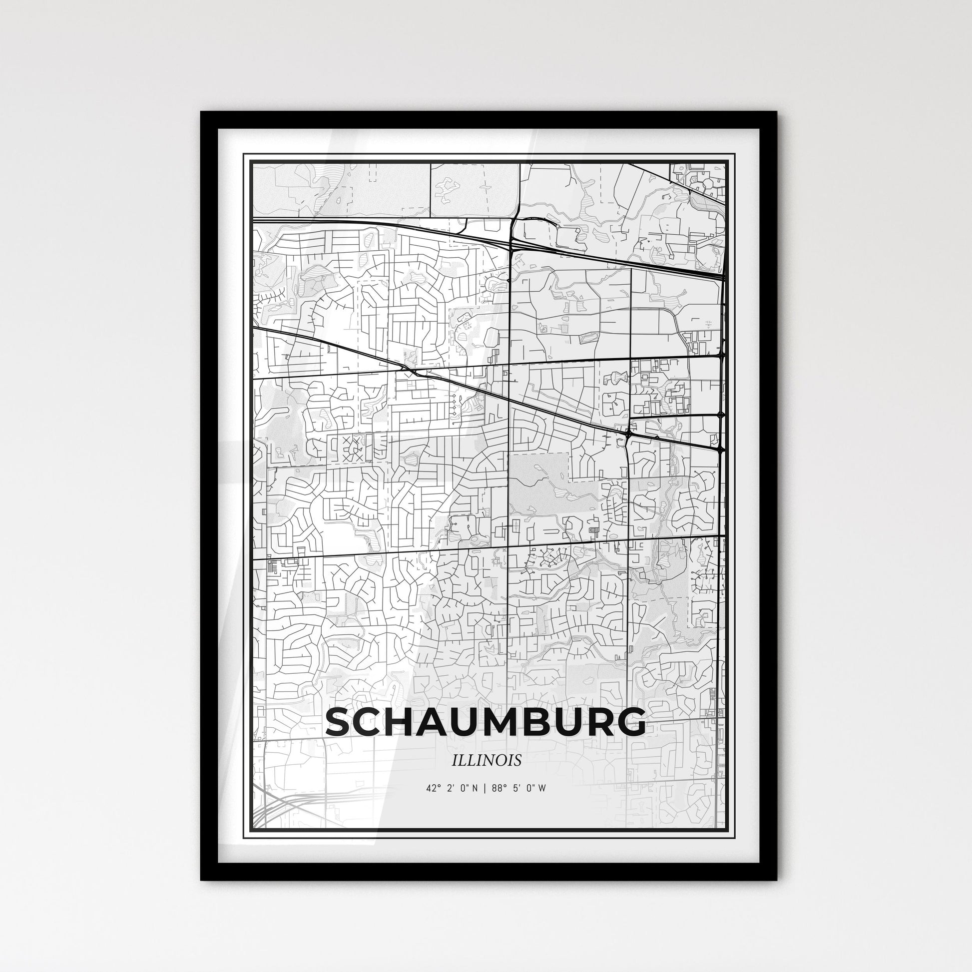 Schaumburg Illinois - Scandinavian Style City Map for Modern Home Decor