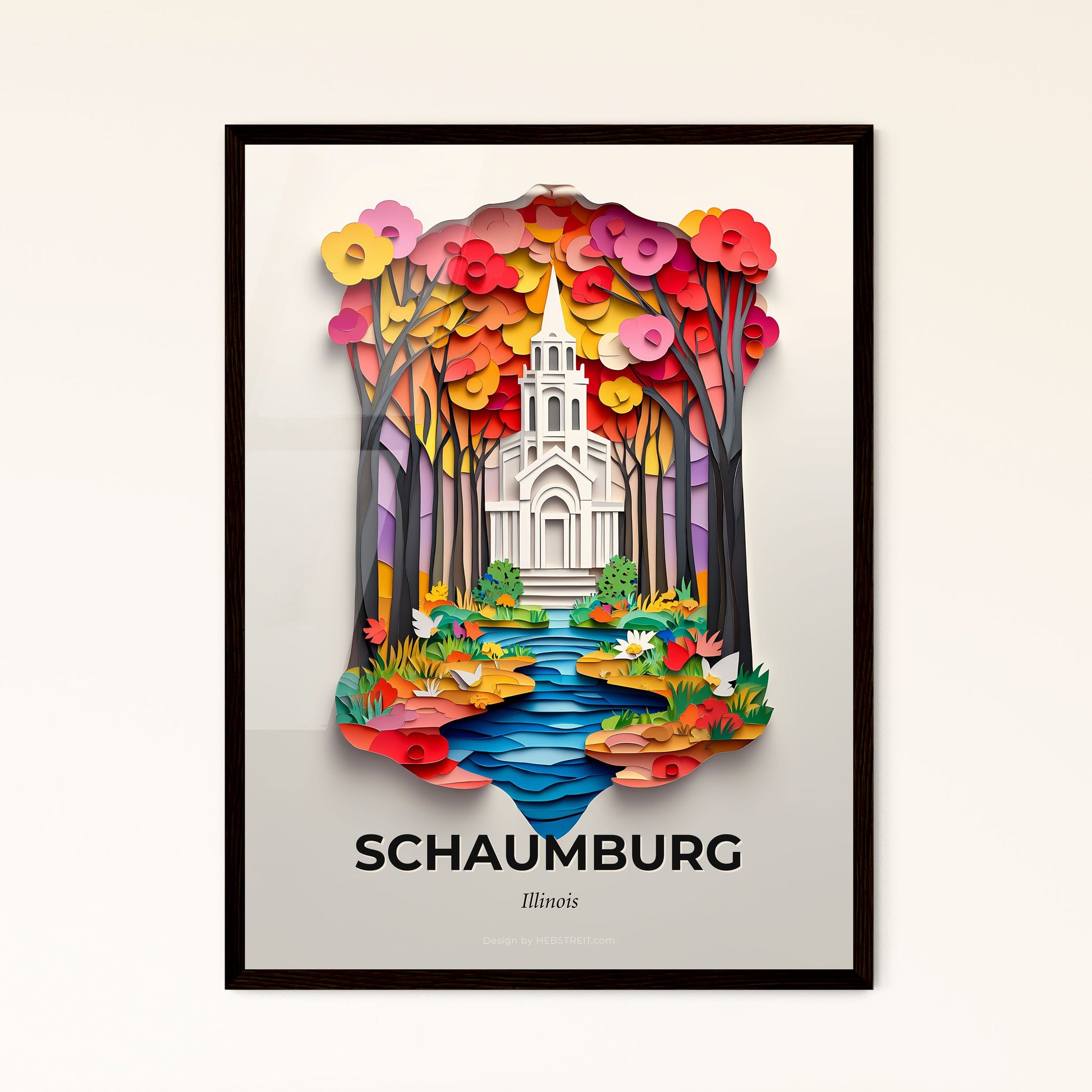 Vivid Schaumburg, Illinois - a paper cut of a church in a forest