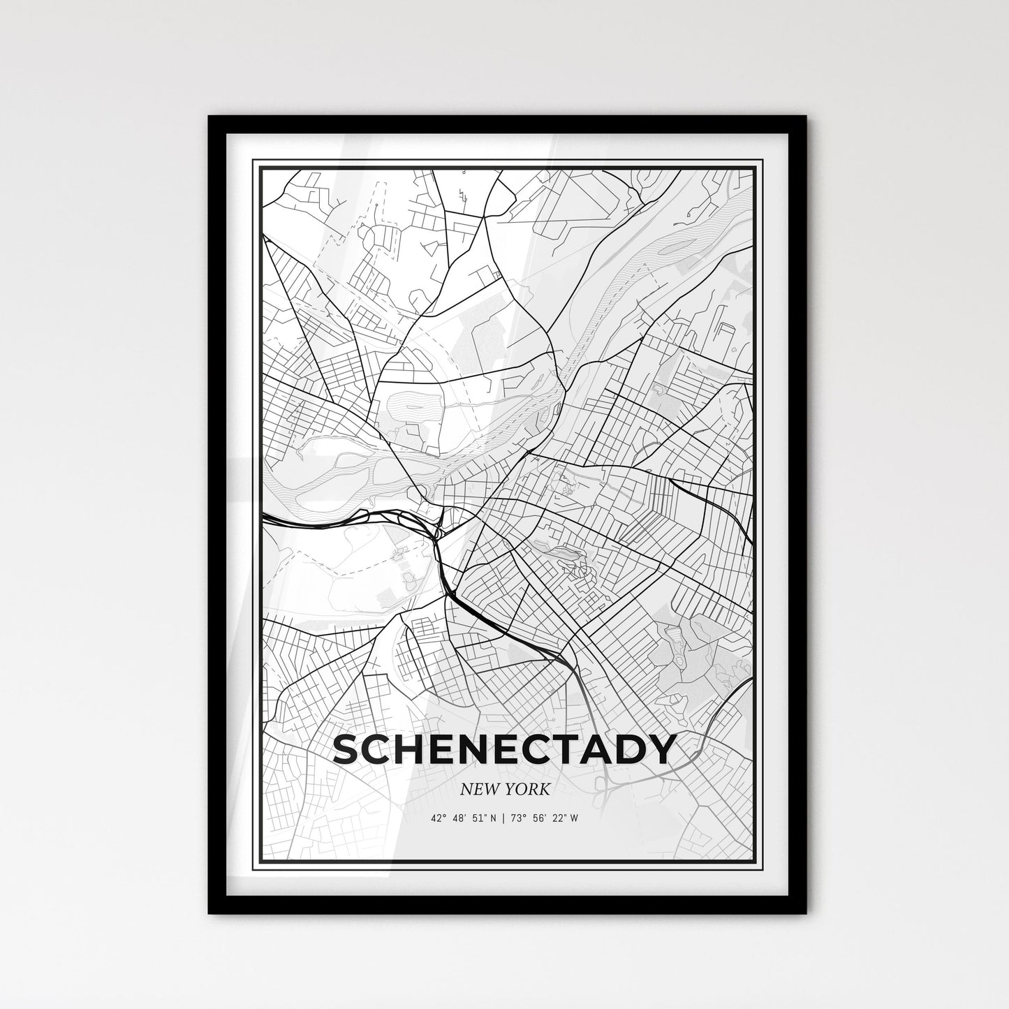 Schenectady New York - Scandinavian Style City Map for Modern Home Decor