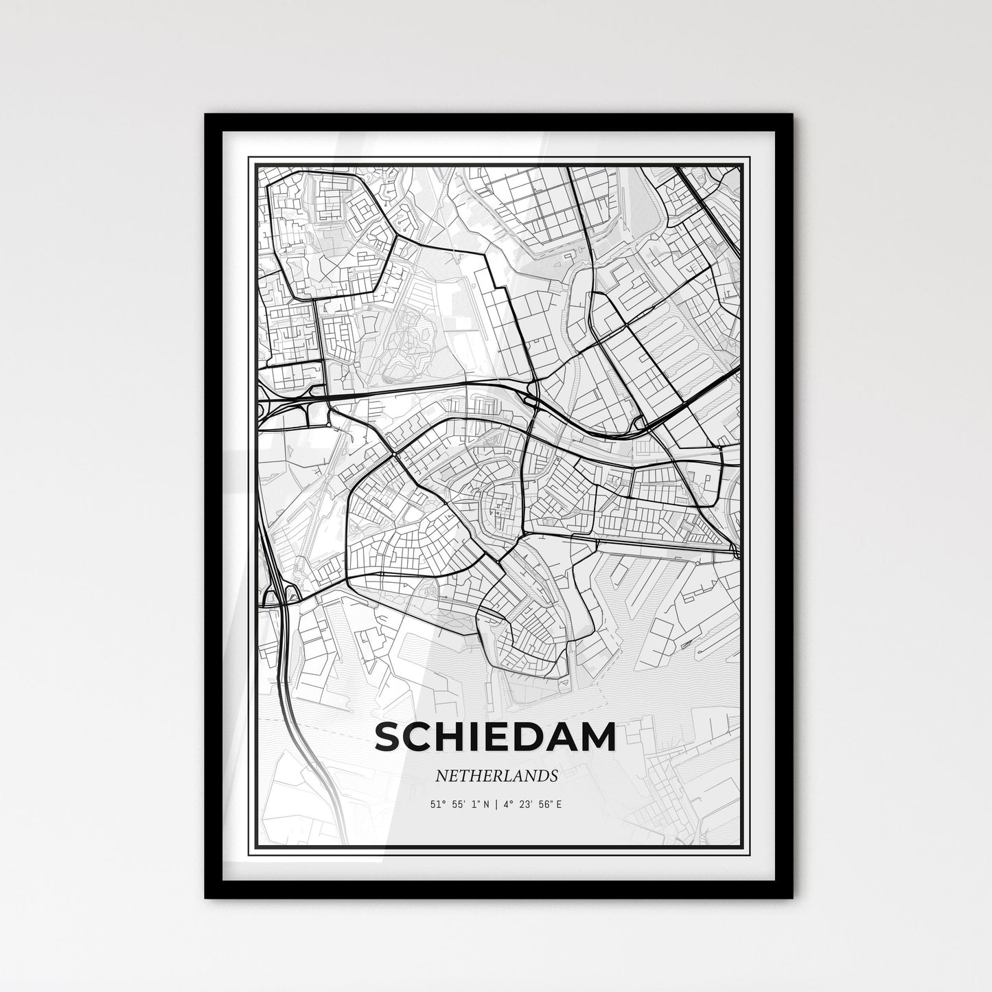  Schiedam Netherlands - Scandinavian Style City Map for Modern Home Decor