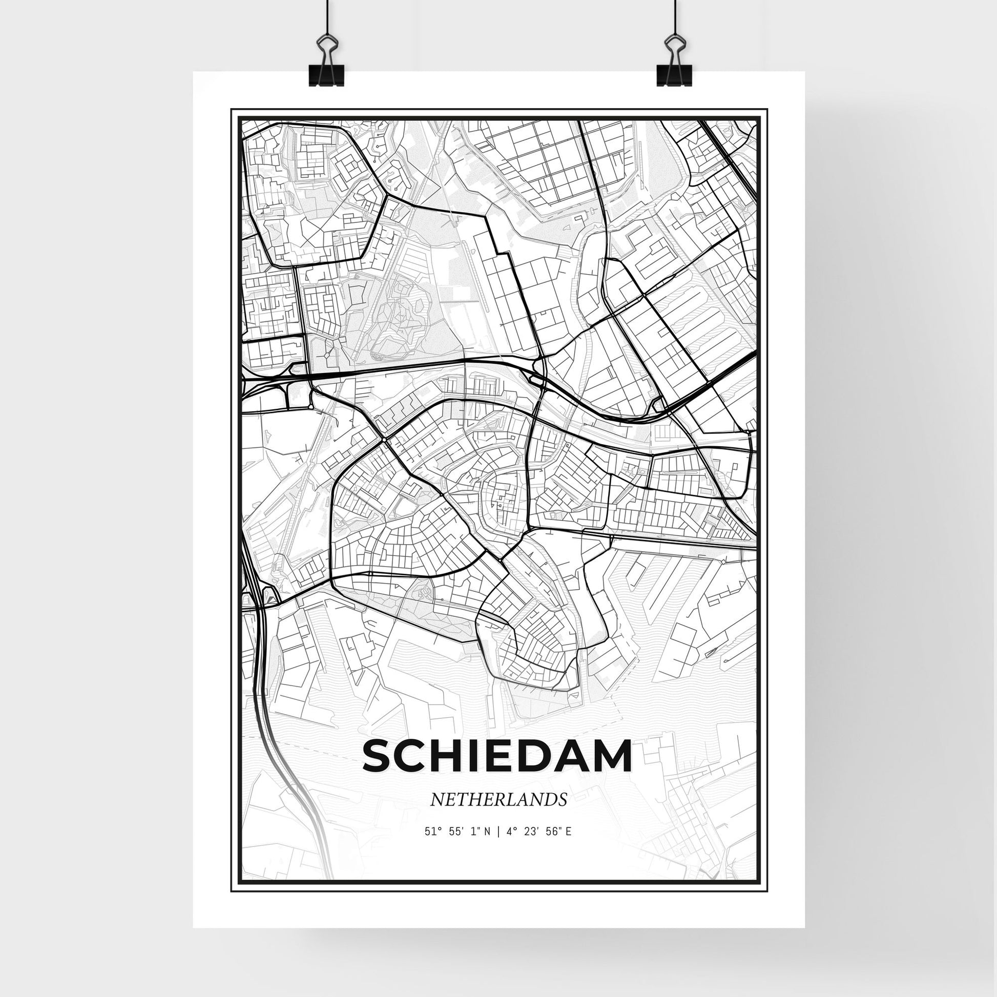  Schiedam Netherlands - Premium City Map Poster