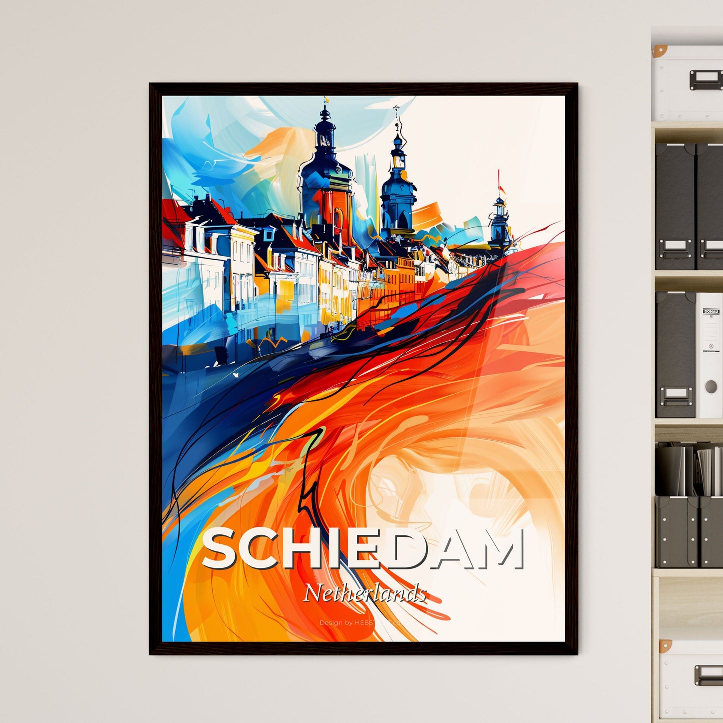 Vibrant Schiedam, Netherlands - A Colorful Painting Of A City