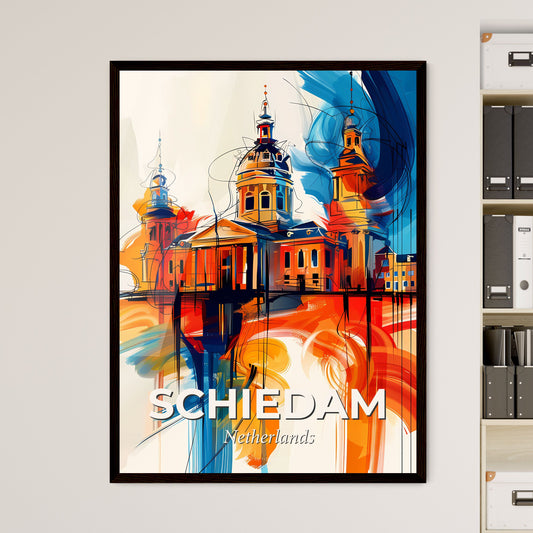 Vibrant Schiedam, Netherlands - A Painting Of A Building With A Dome And Towers