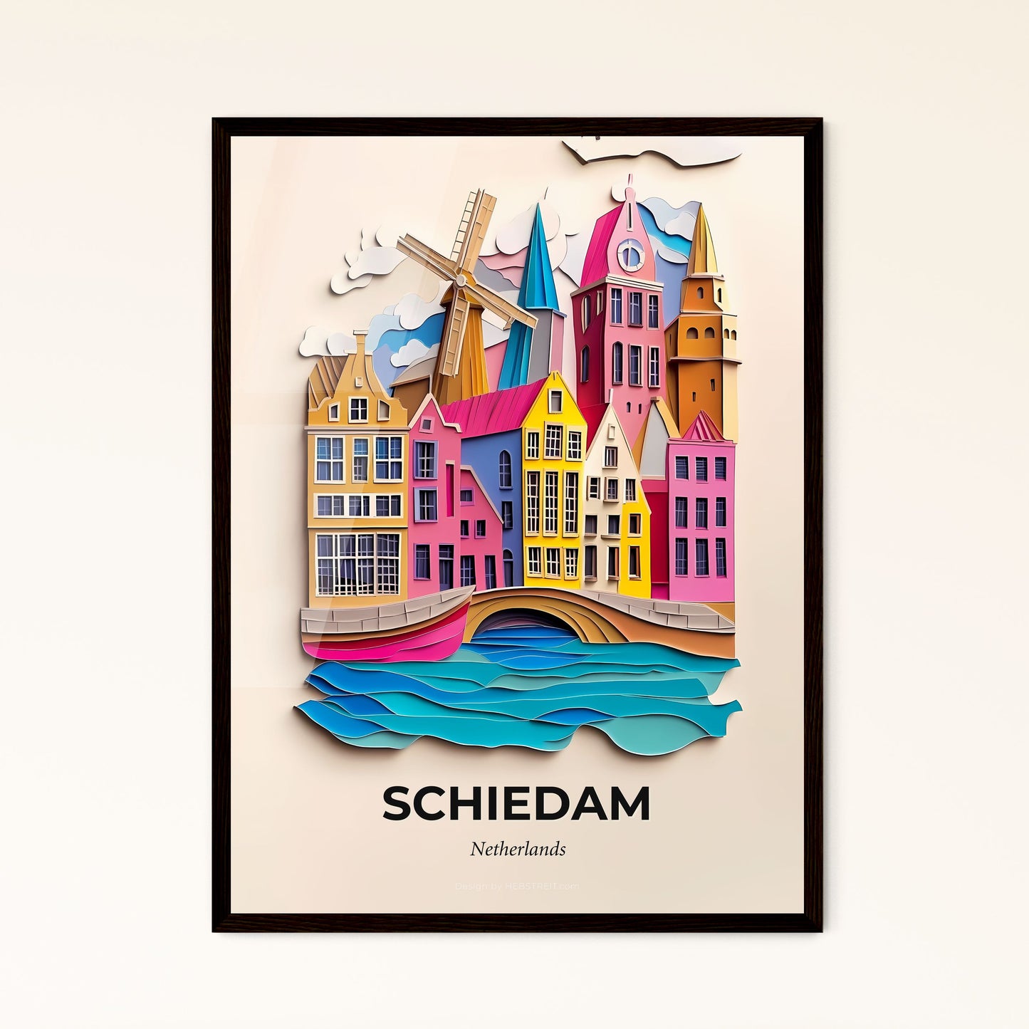 Vivid Schiedam, Netherlands - a paper cut of a city with a bridge