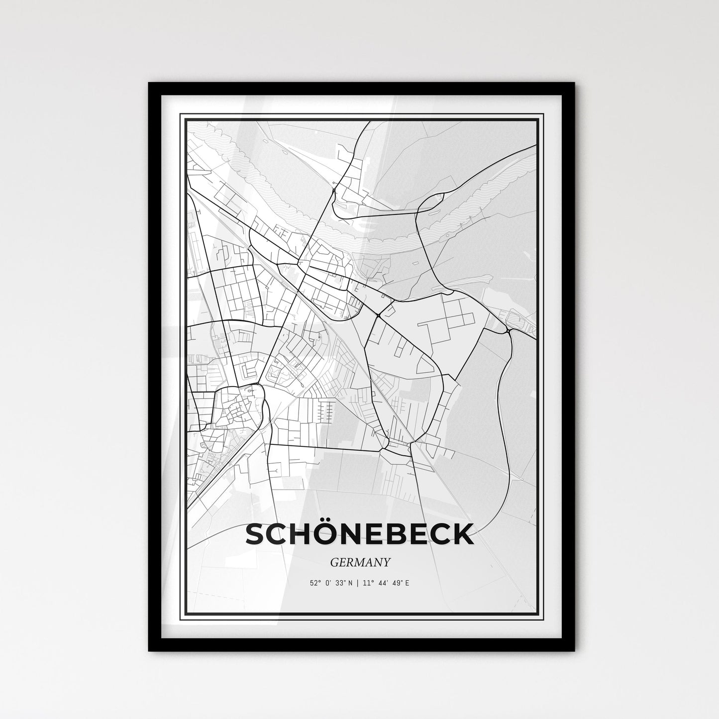 Schonebeck Germany - Scandinavian Style City Map for Modern Home Decor