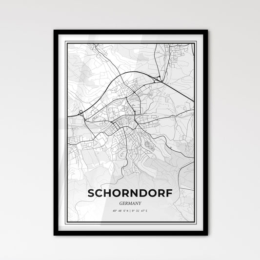 Schorndorf Germany - Scandinavian Style City Map for Modern Home Decor