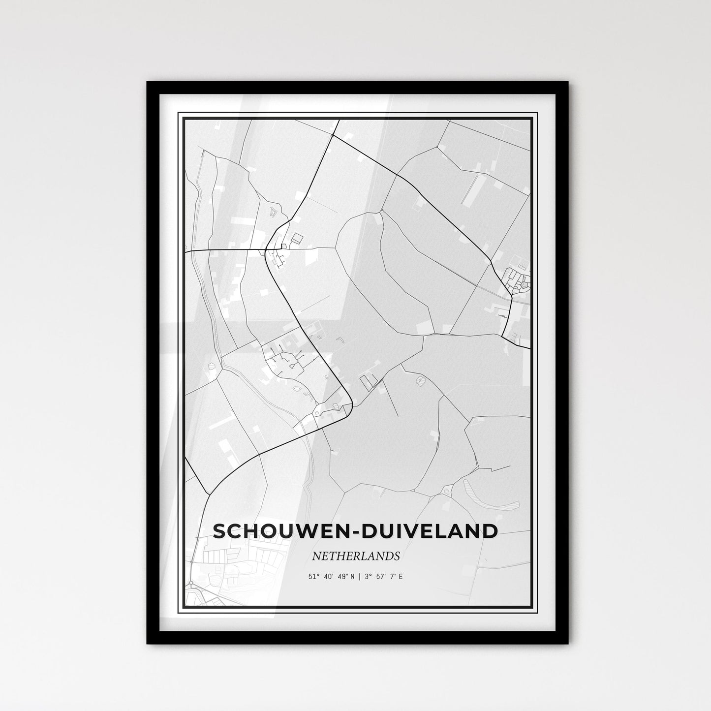  Schouwen-Duiveland Netherlands - Scandinavian Style City Map for Modern Home Decor