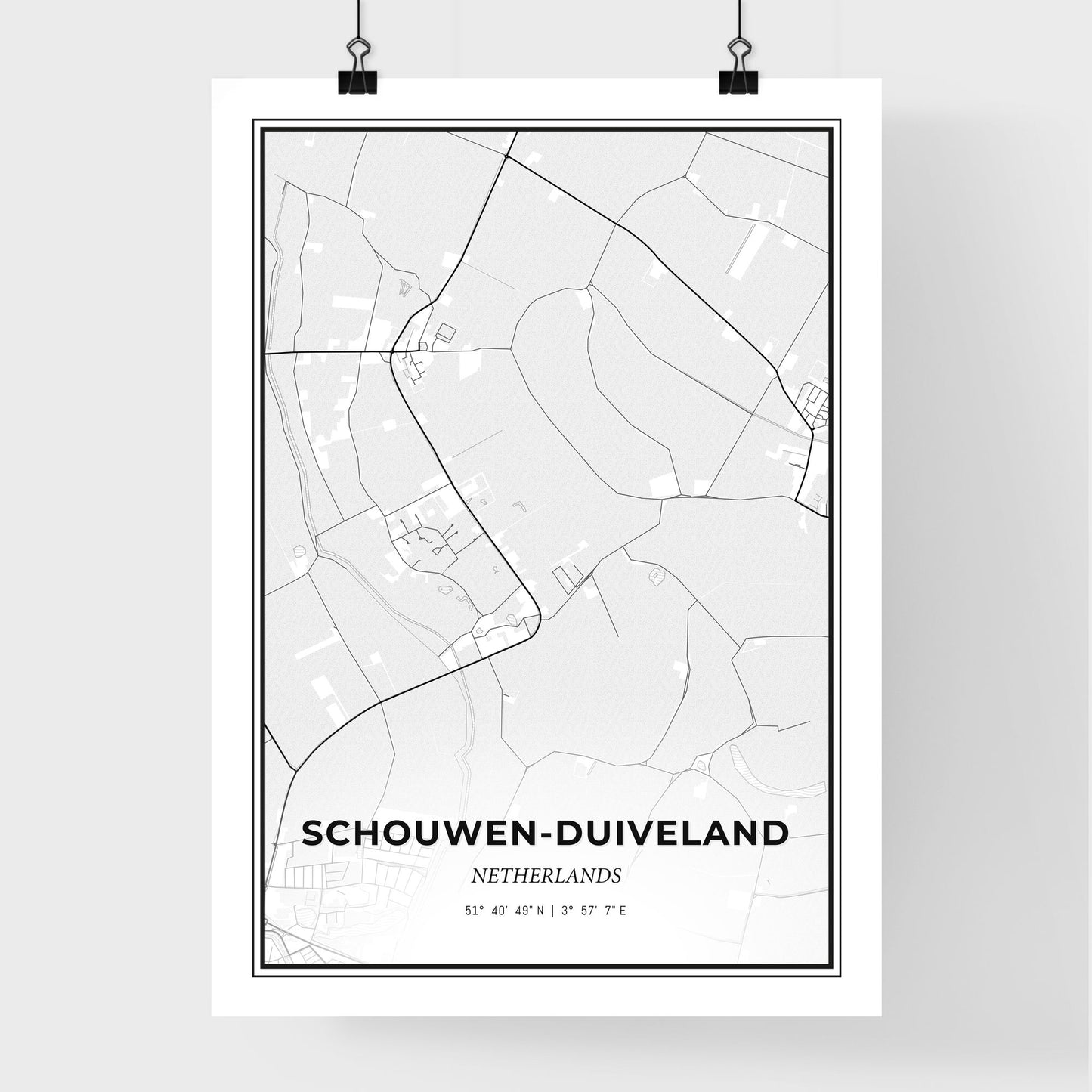  Schouwen-Duiveland Netherlands - Premium City Map Poster