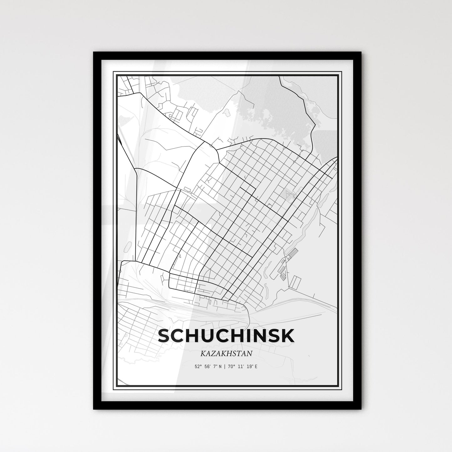 Schuchinsk Kazakhstan - Scandinavian Style City Map for Modern Home Decor