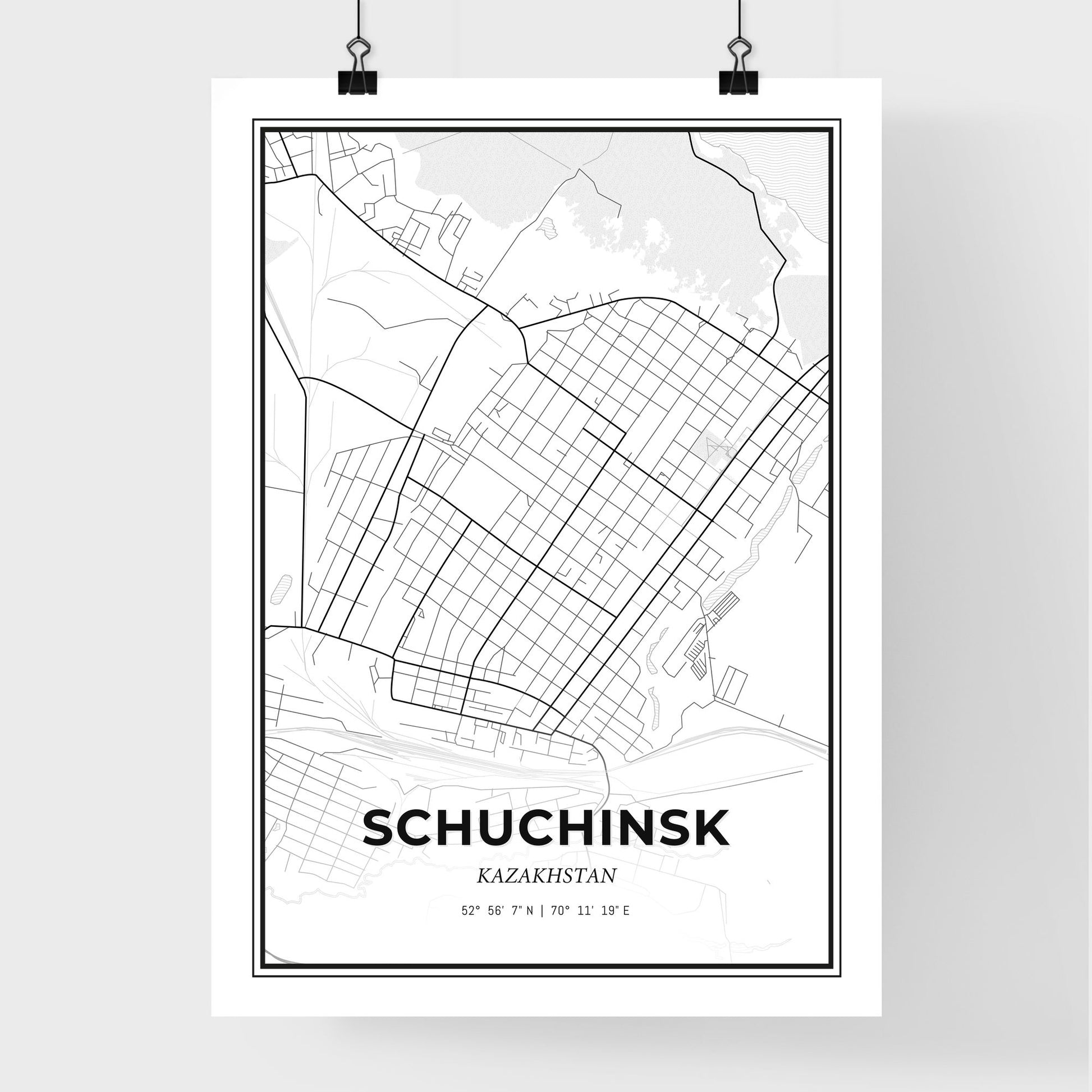 Schuchinsk Kazakhstan - Premium City Map Poster