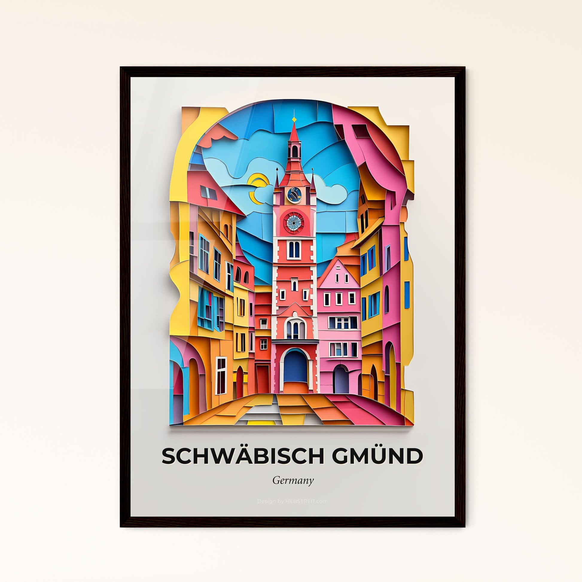 Vivid Schwabisch Gmund, Germany - a clock tower in a city