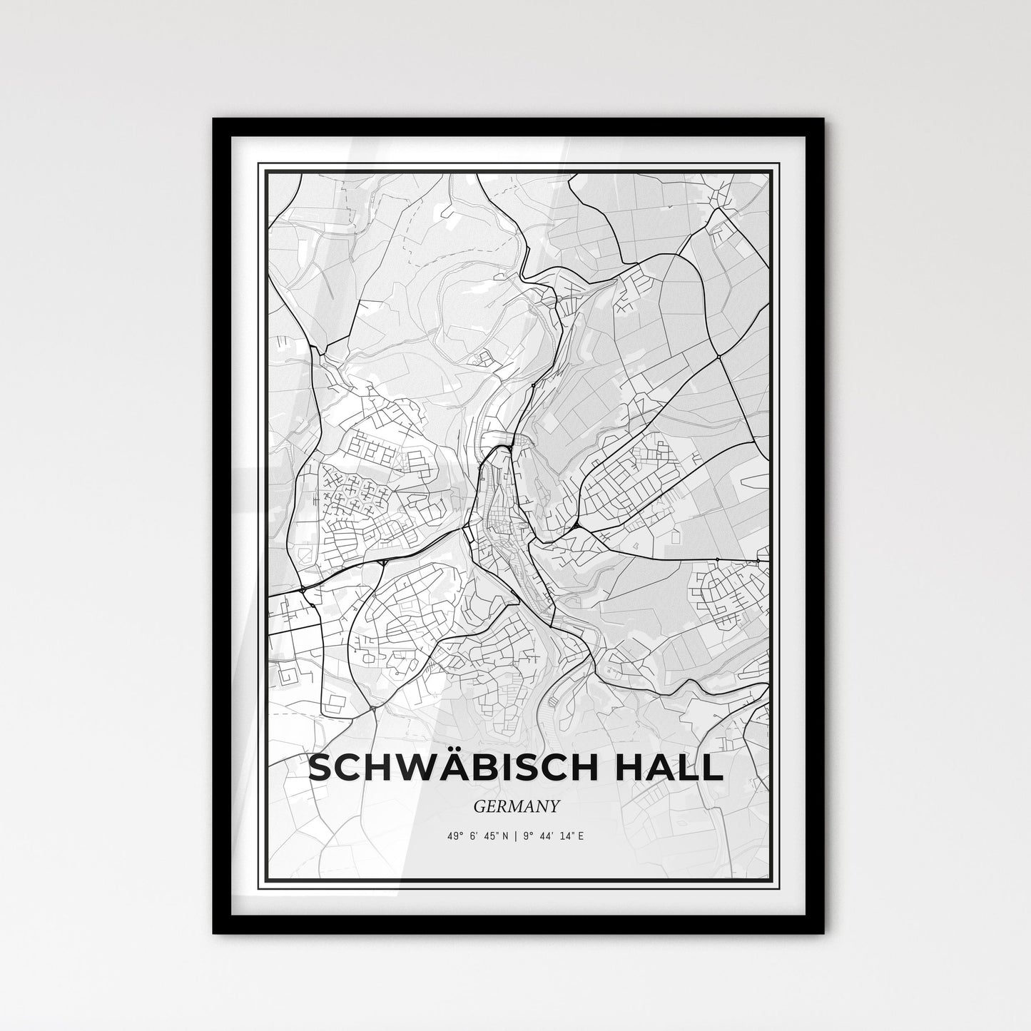 Schwabisch Hall Germany - Scandinavian Style City Map for Modern Home Decor