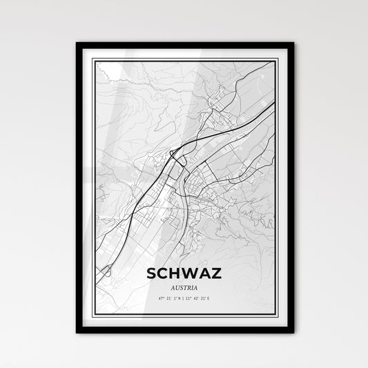 Schwaz Austria - Scandinavian Style City Map for Modern Home Decor