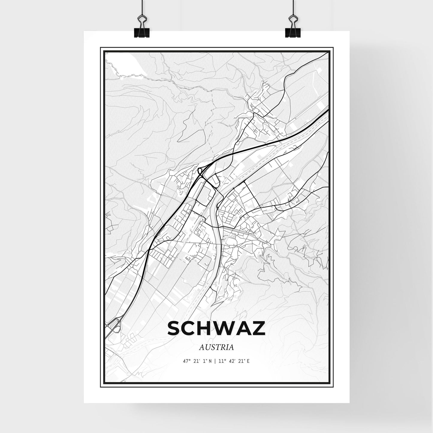 Schwaz Austria - Premium City Map Poster