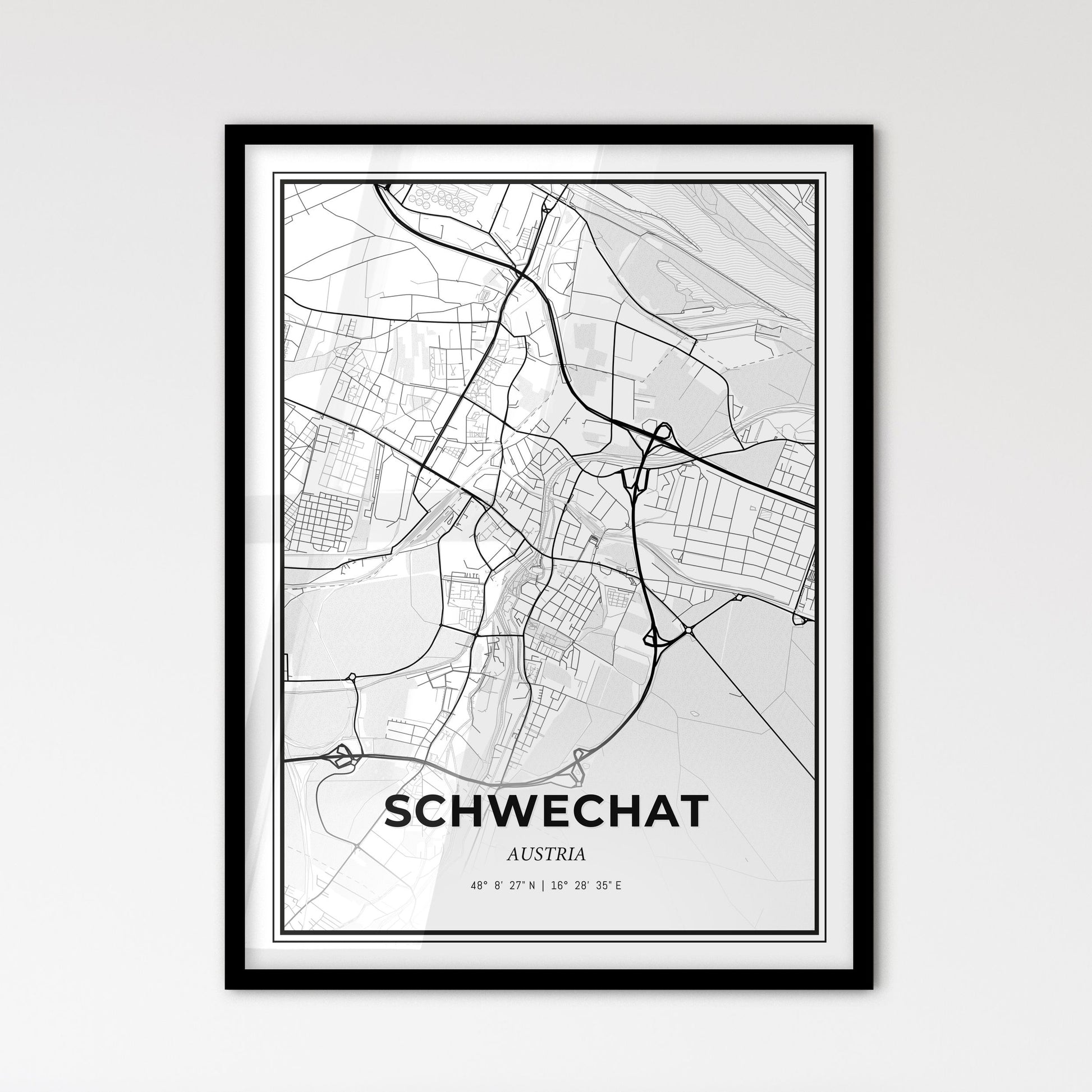 Schwechat Austria - Scandinavian Style City Map for Modern Home Decor