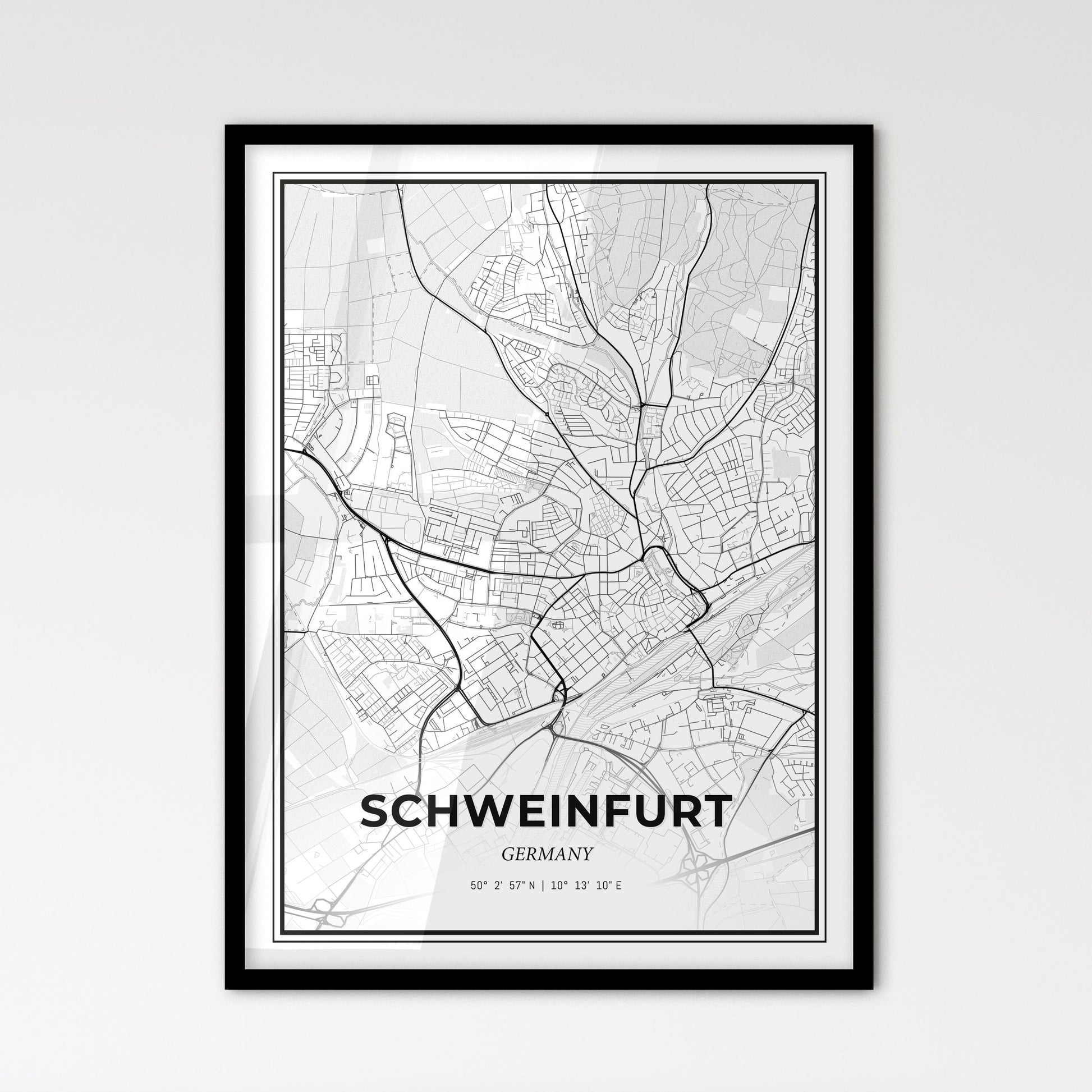 Schweinfurt Germany - Scandinavian Style City Map for Modern Home Decor