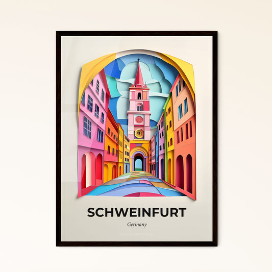 Vivid Schweinfurt, Germany - a colorful city street with a clock tower