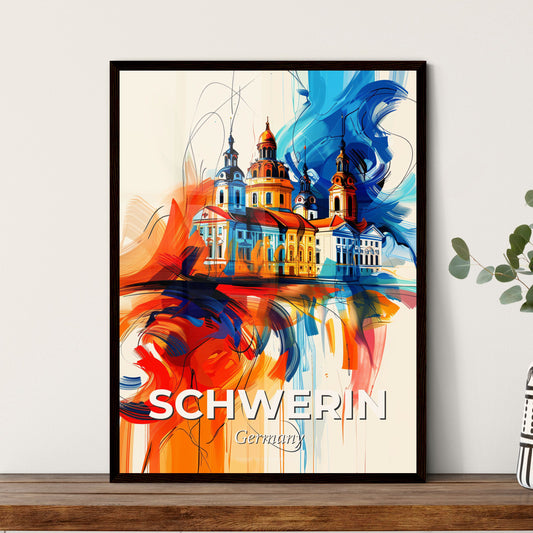 Vibrant Schwerin, Germany - A Colorful Painting Of A Building