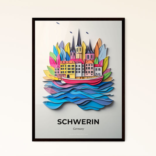 Vivid Schwerin, Germany - a paper cut of a city with a bridge