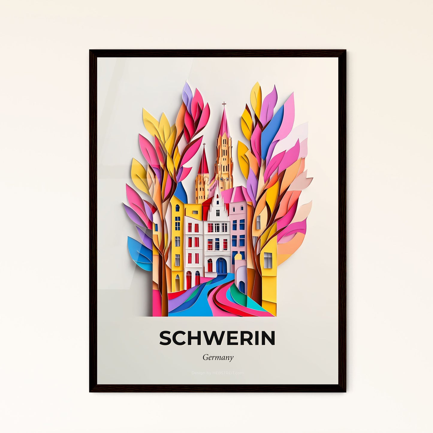 Vivid Schwerin, Germany - a paper cut of a city with a church