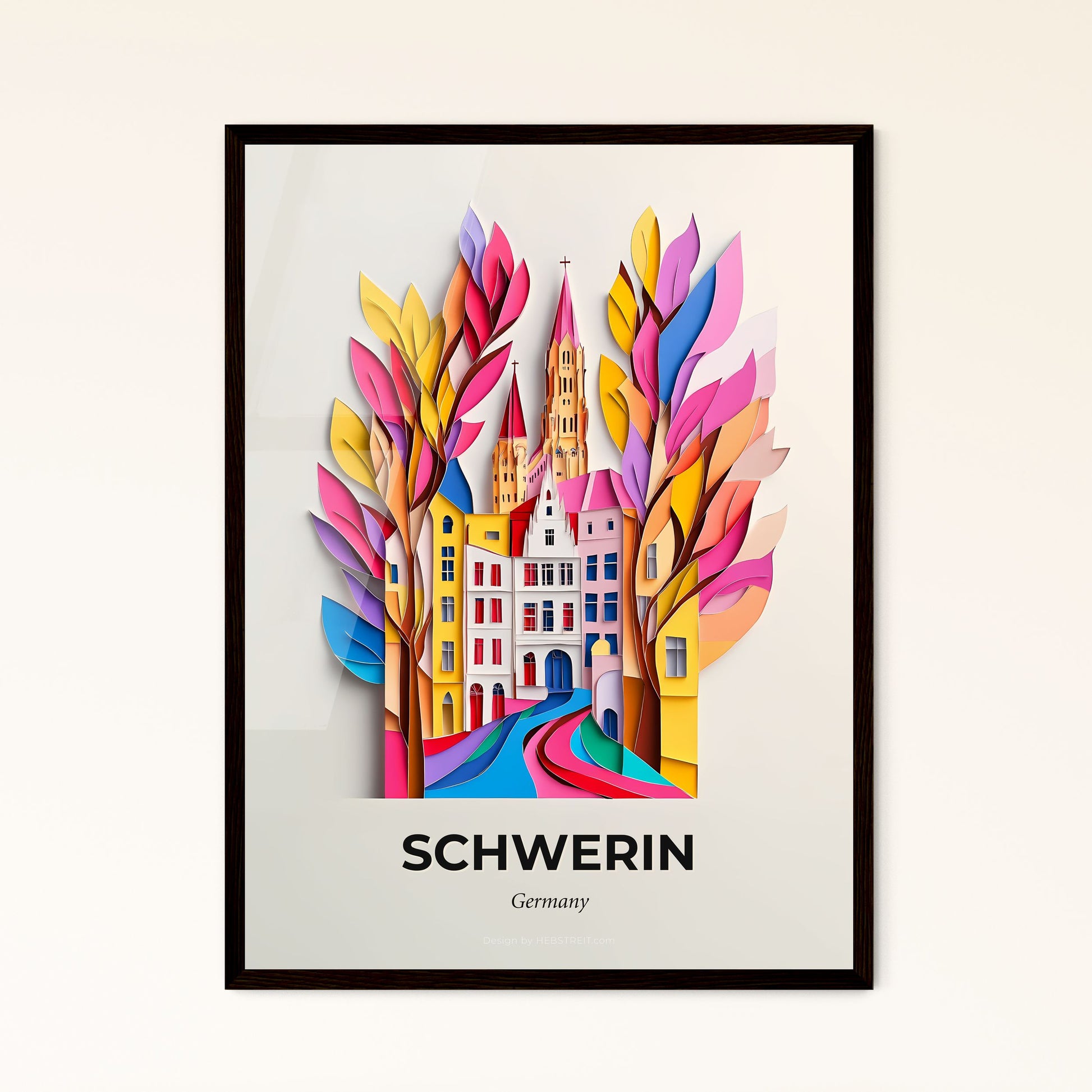 Vivid Schwerin, Germany - a paper cut of a city with a church