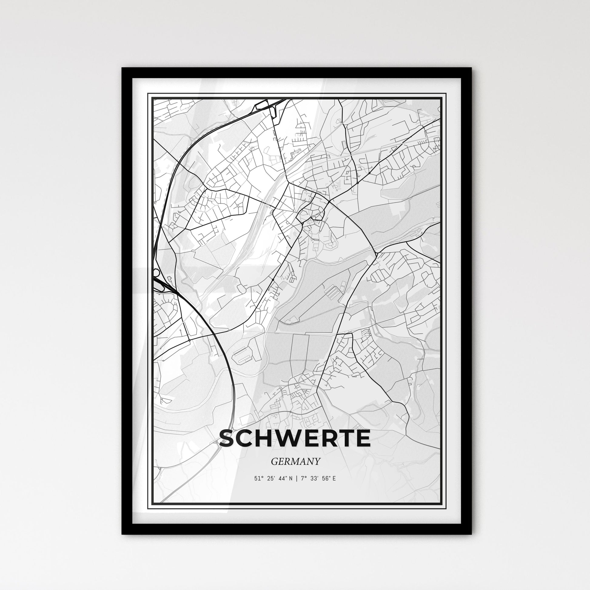 Schwerte Germany - Scandinavian Style City Map for Modern Home Decor