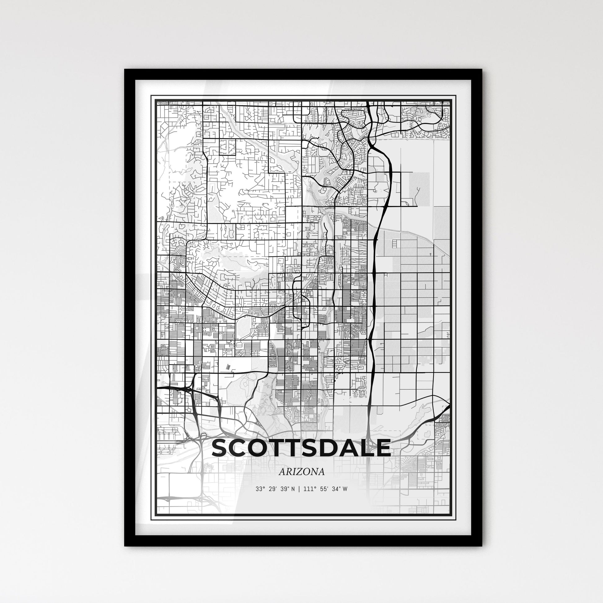 Scottsdale Arizona - Scandinavian Style City Map for Modern Home Decor