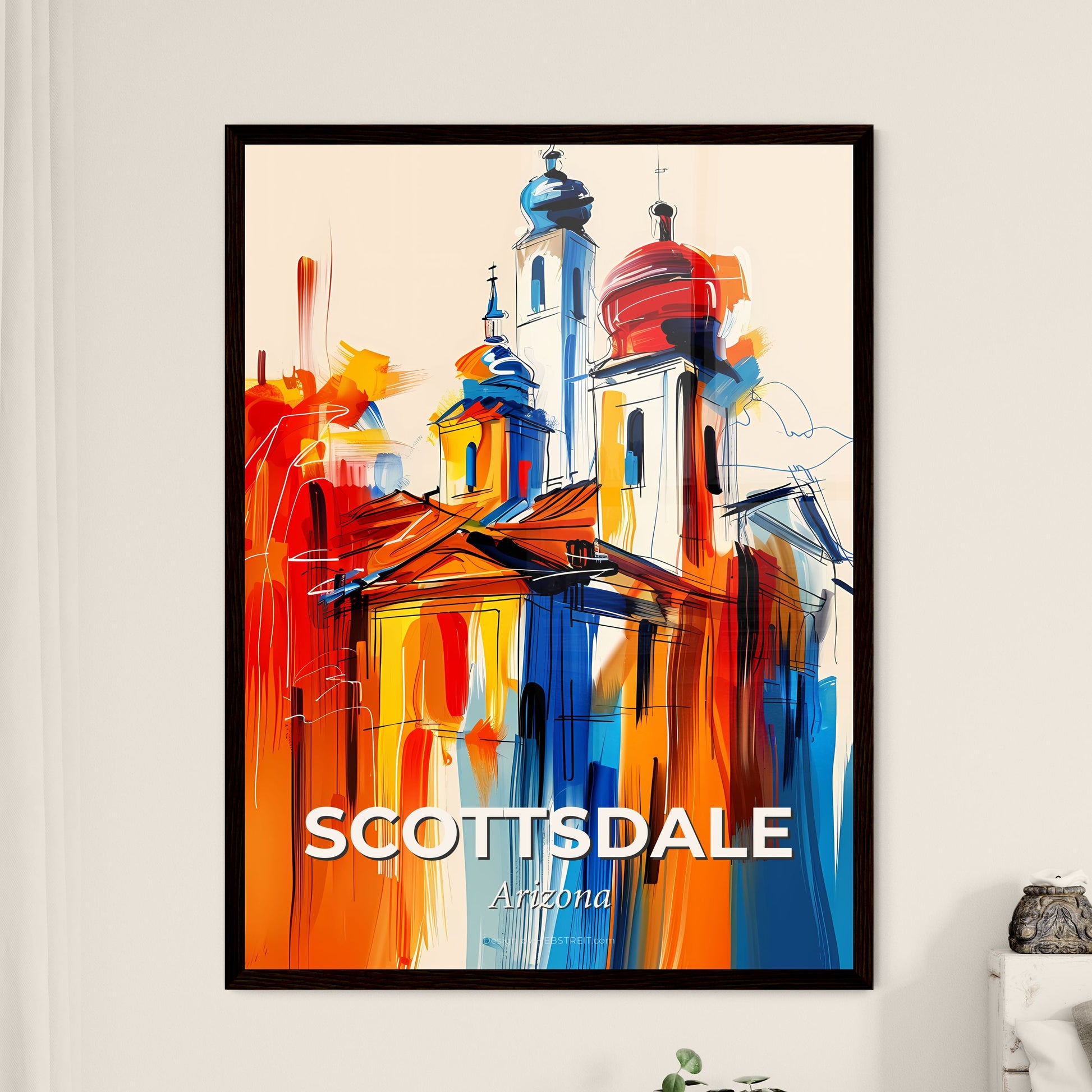 Vibrant Scottsdale, Arizona - A Painting Of A Building With Towers