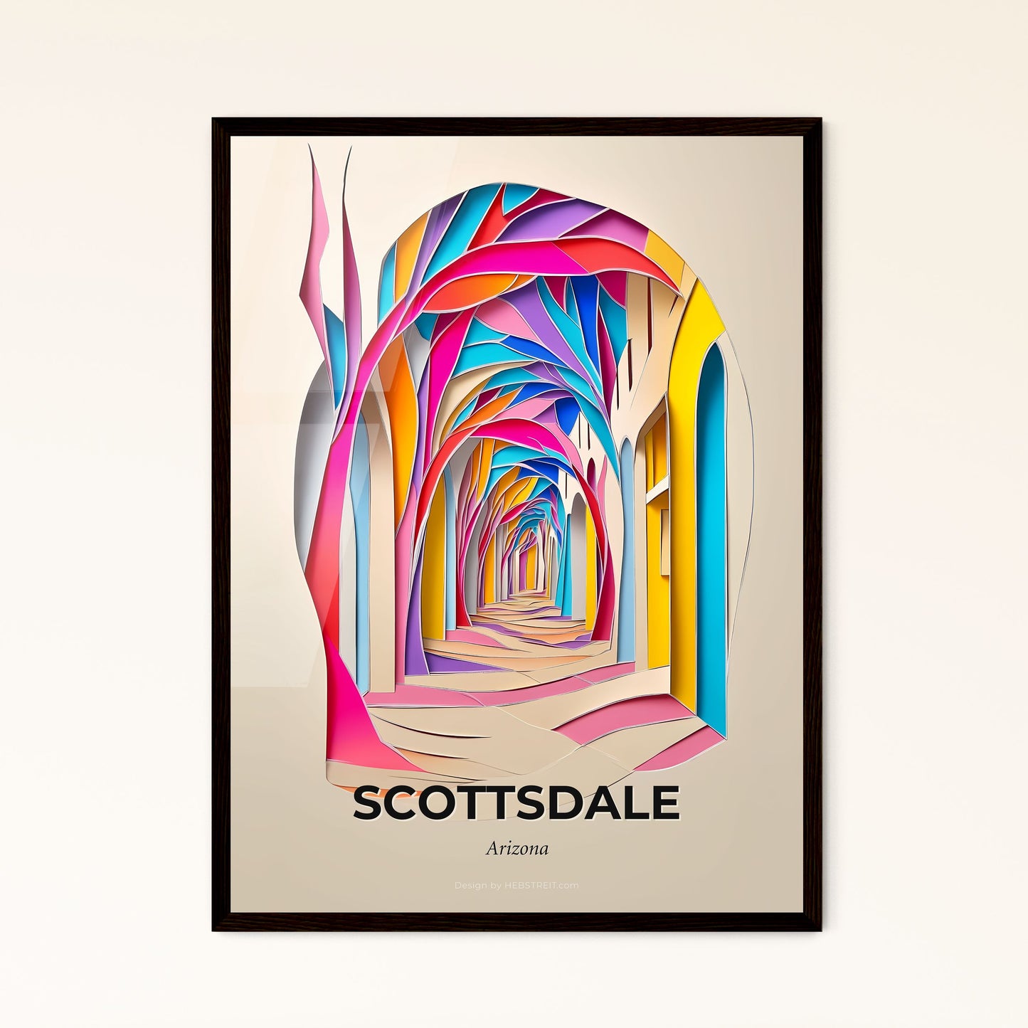 Vivid Scottsdale, Arizona - a colorful tunnel of paper cut shapes