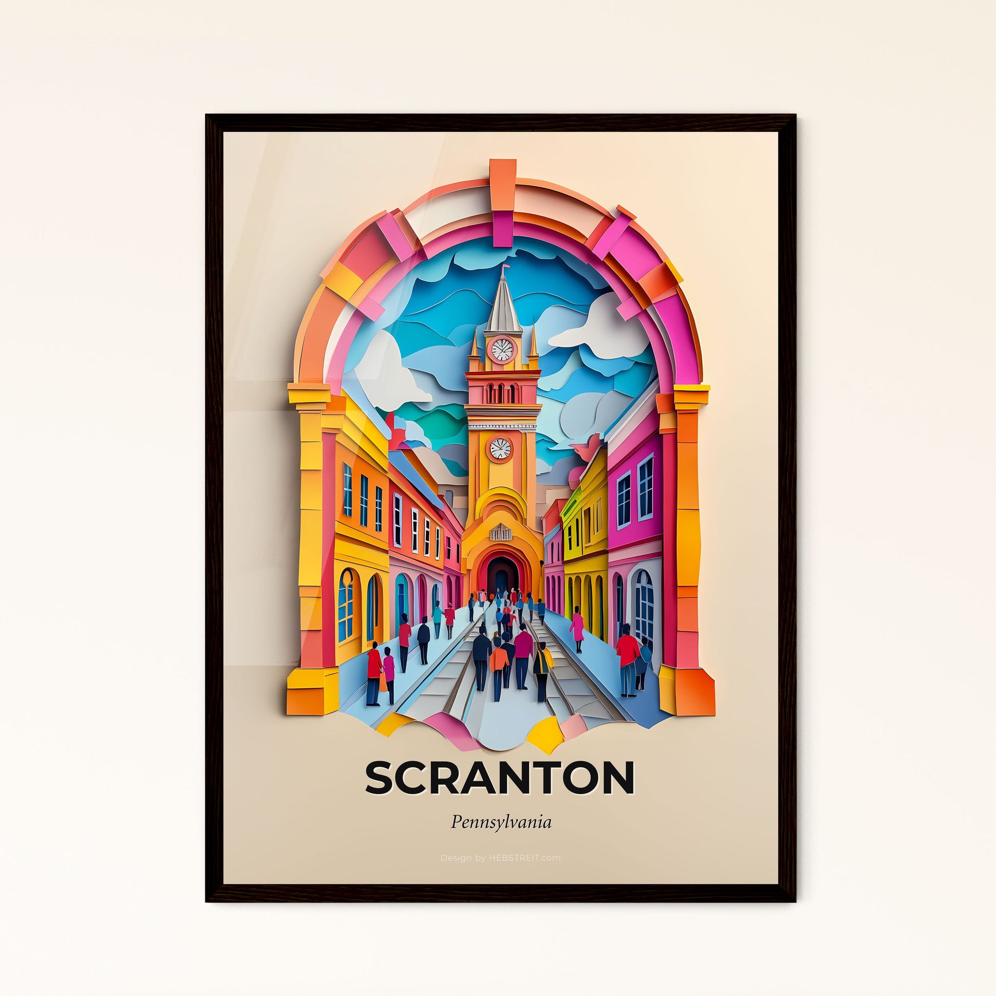 Vivid Scranton, Pennsylvania - a colorful city scene with a clock tower