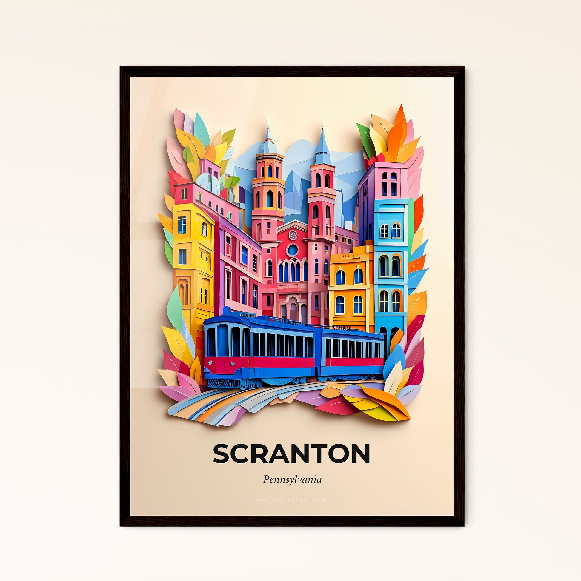 Vivid Scranton, Pennsylvania - a colorful city with a train passing by