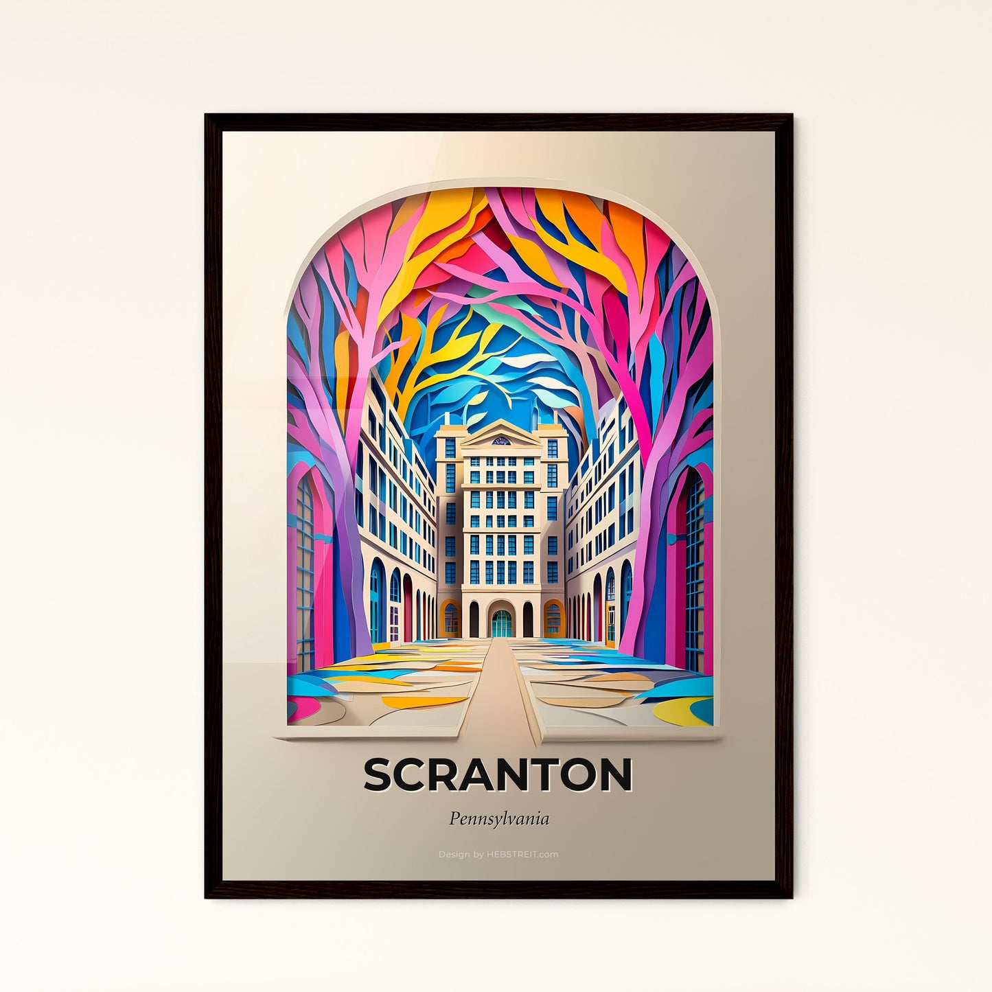 Vivid Scranton, Pennsylvania - a colorful city street with a building in the background