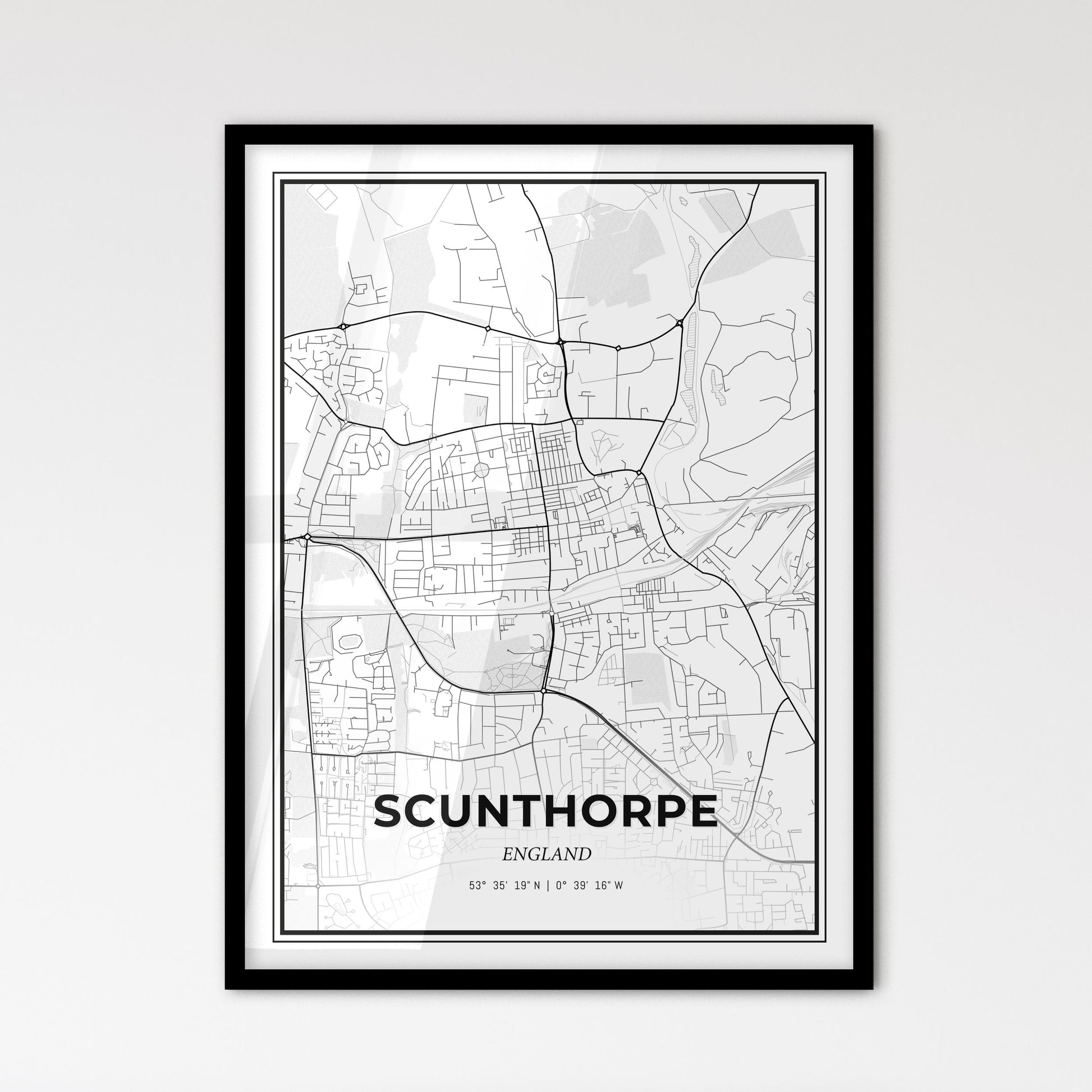 Scunthorpe England - Scandinavian Style City Map for Modern Home Decor