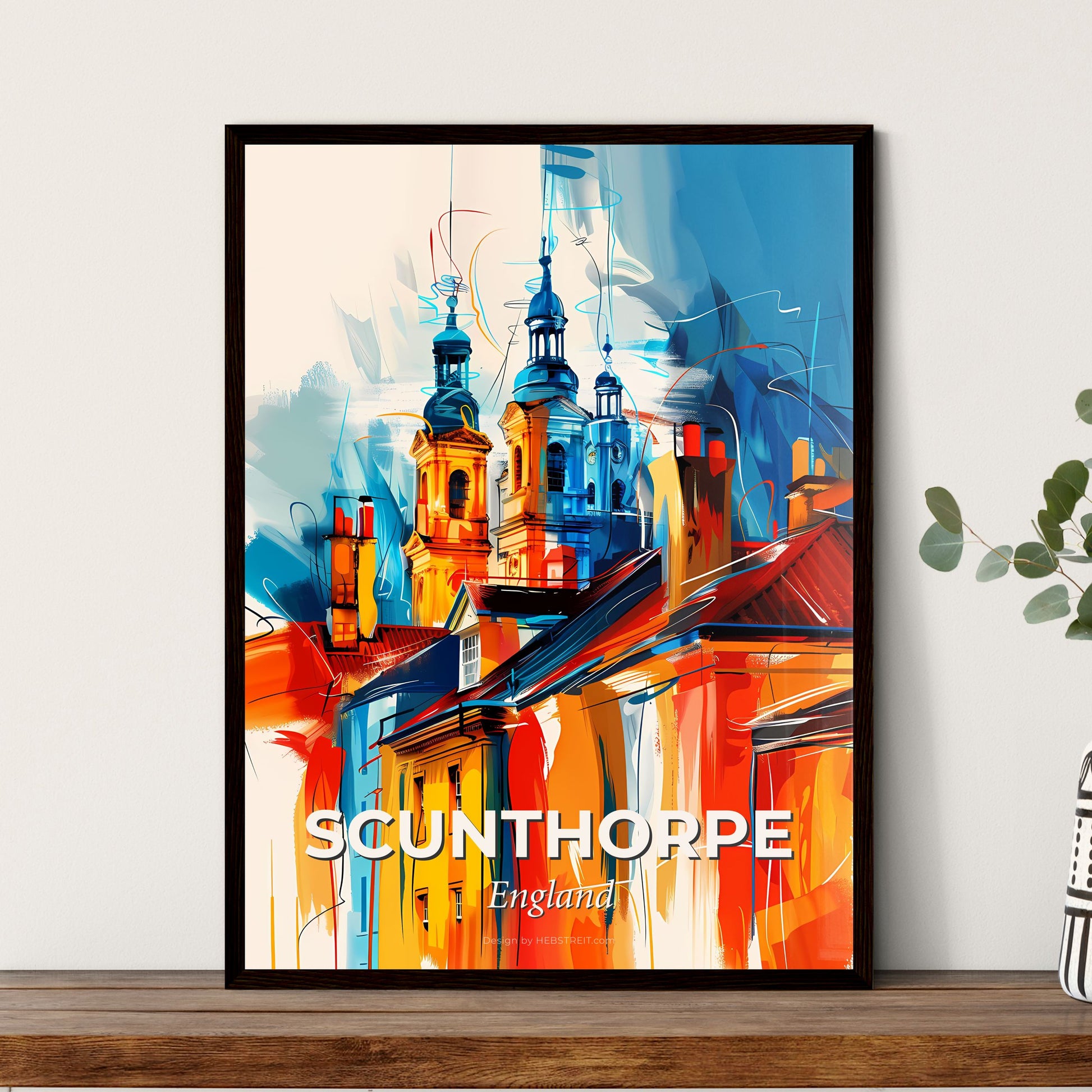 Vibrant Scunthorpe, England - A Painting Of A Building With Towers