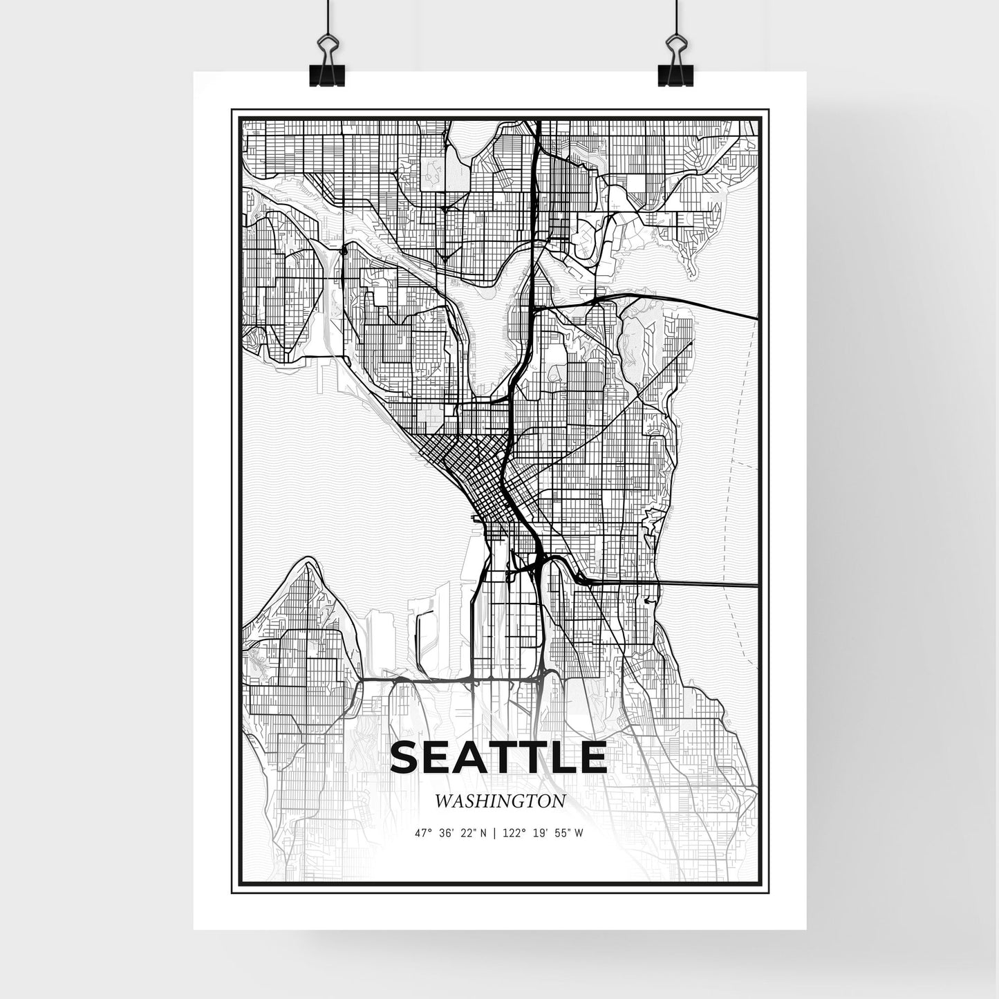 Seattle Washington - Premium City Map Poster