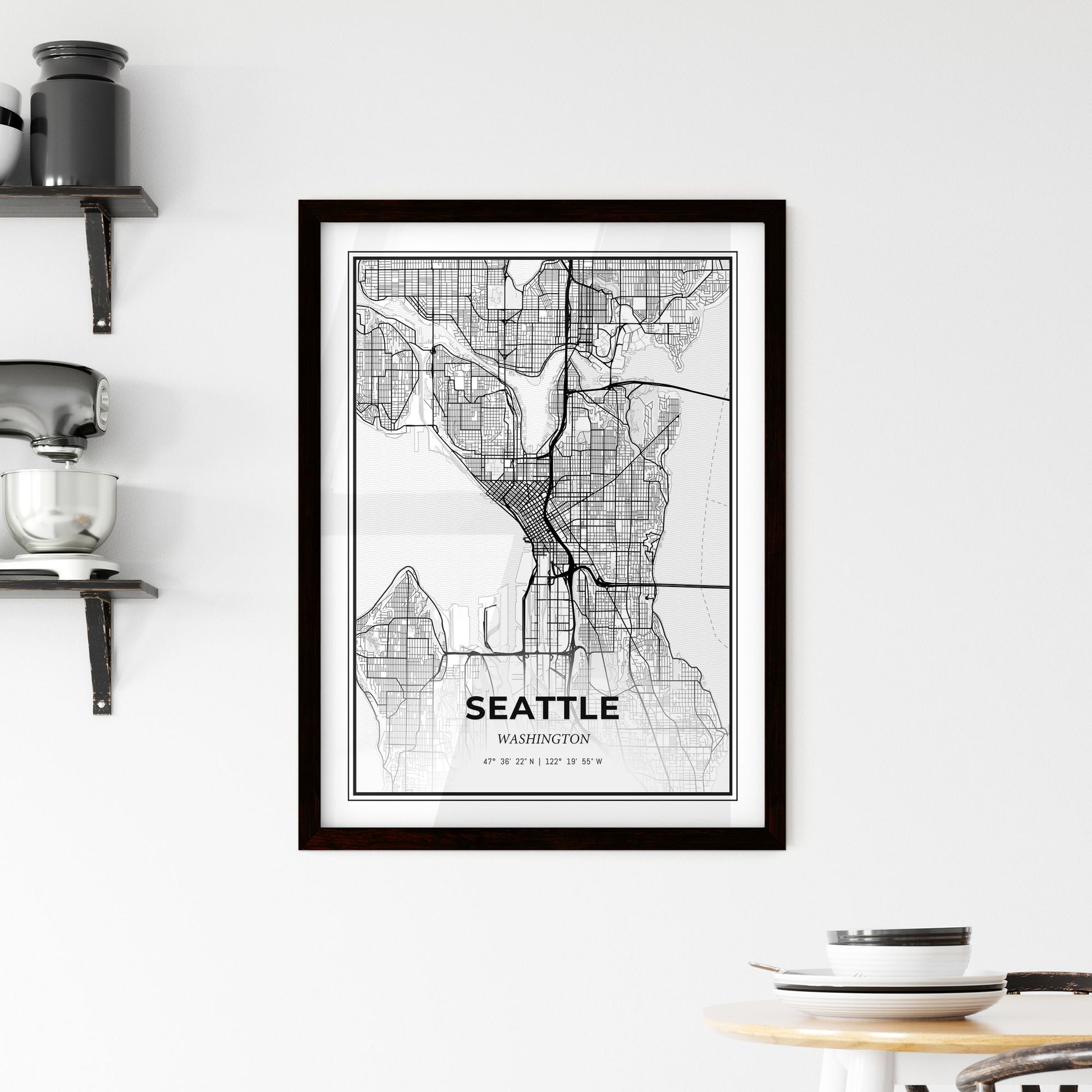 Seattle Washington - Minimal City Map