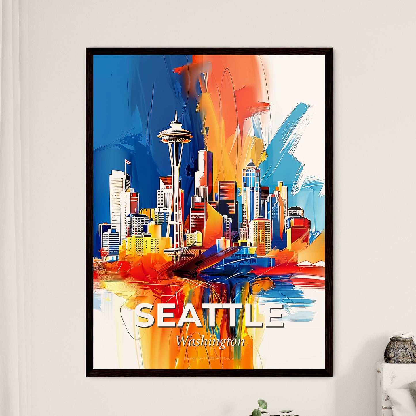 Vibrant Seattle, Washington - A Colorful Cityscape With A Space Needle