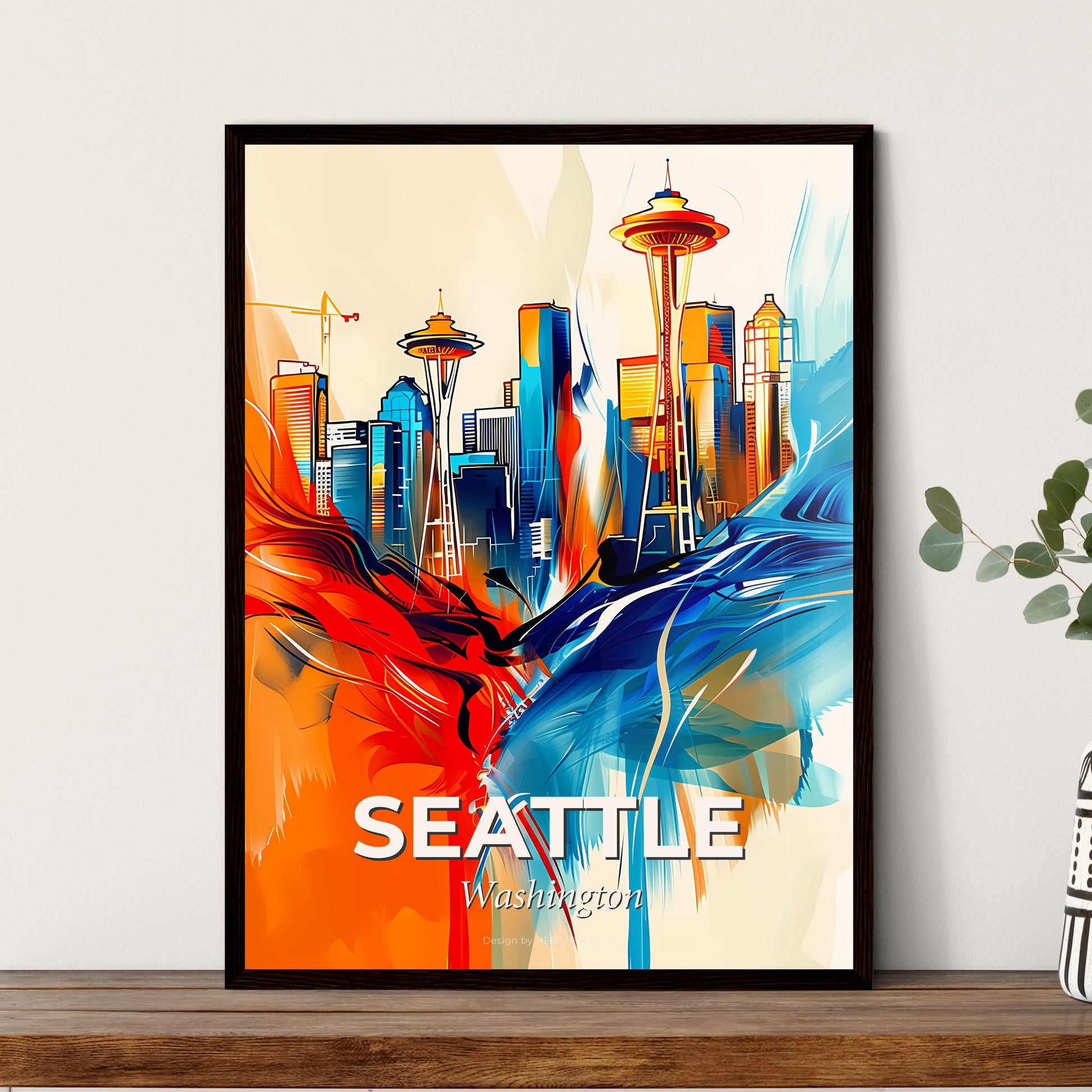 Vibrant Seattle, Washington - A Painting Of A City