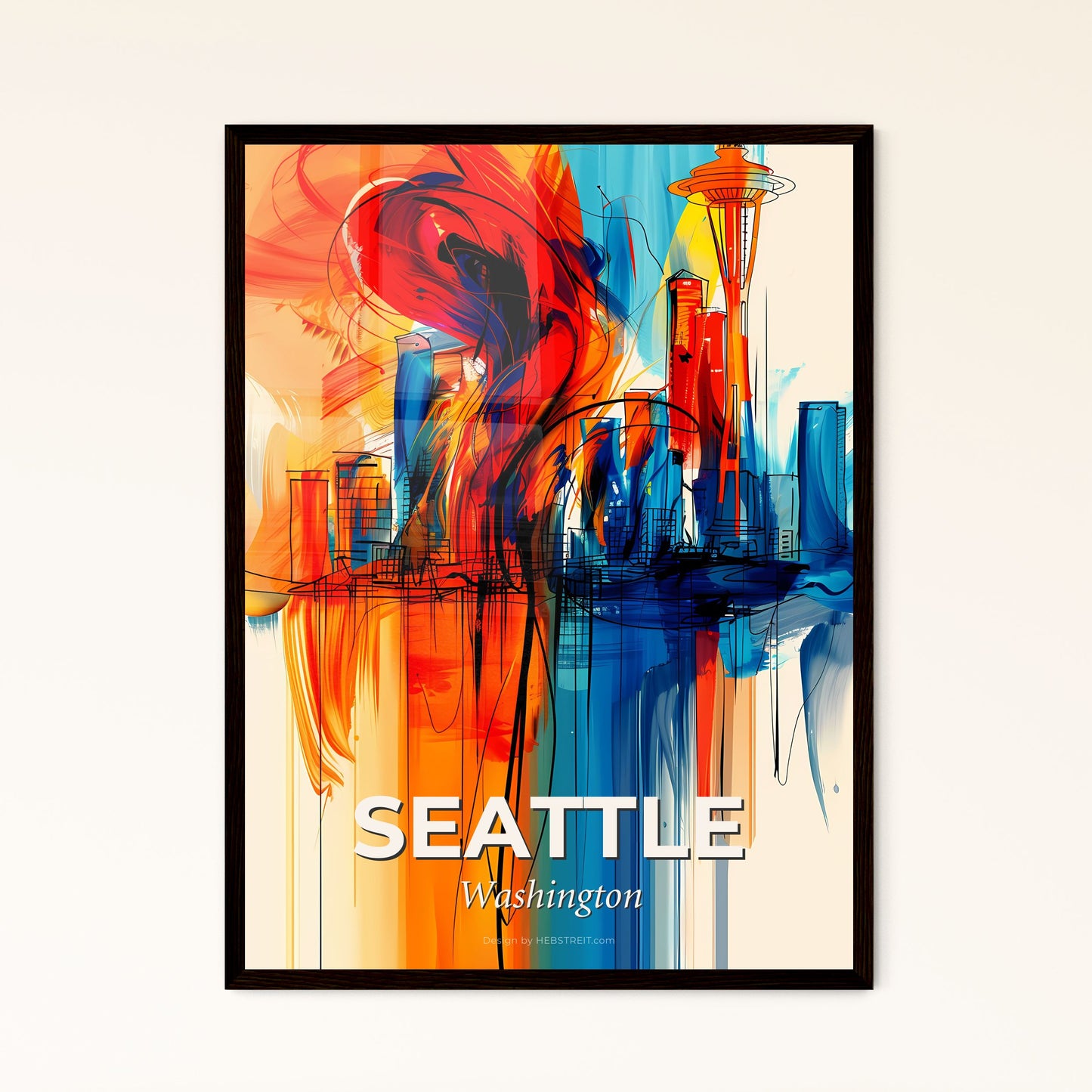 Vibrant Seattle, Washington - A Painting Of A City