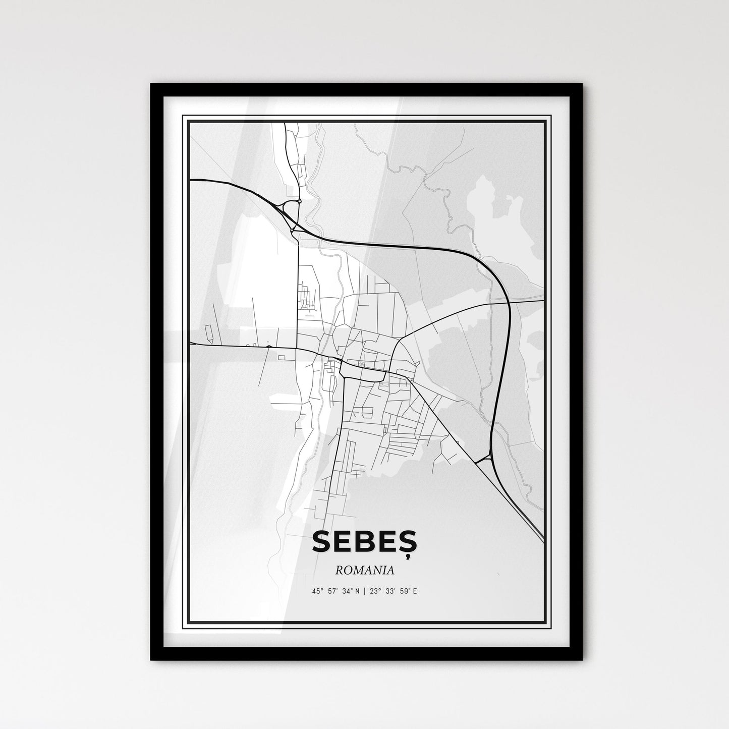 Sebeș Romania - Scandinavian Style City Map for Modern Home Decor