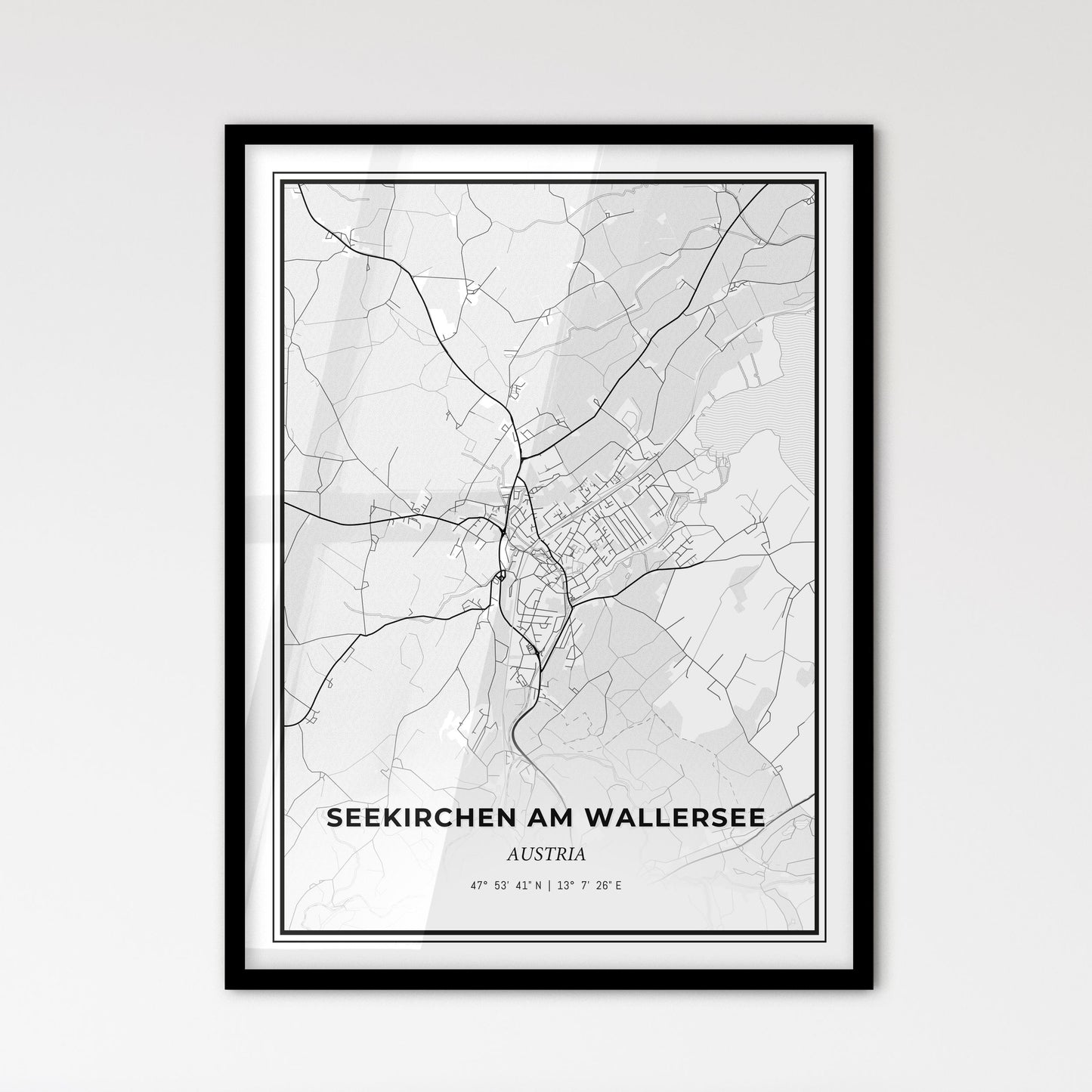 Seekirchen am Wallersee Austria - Scandinavian Style City Map for Modern Home Decor