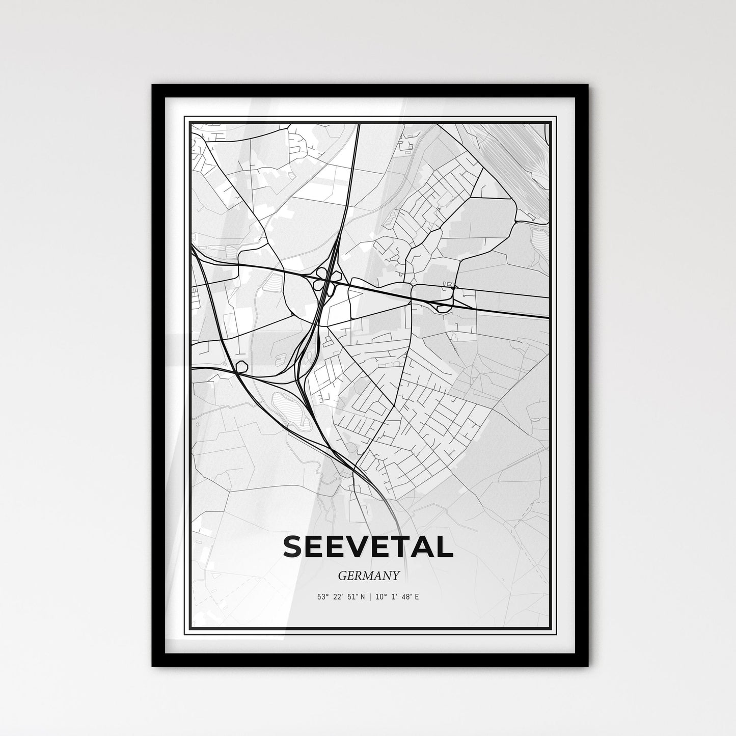 Seevetal Germany - Scandinavian Style City Map for Modern Home Decor