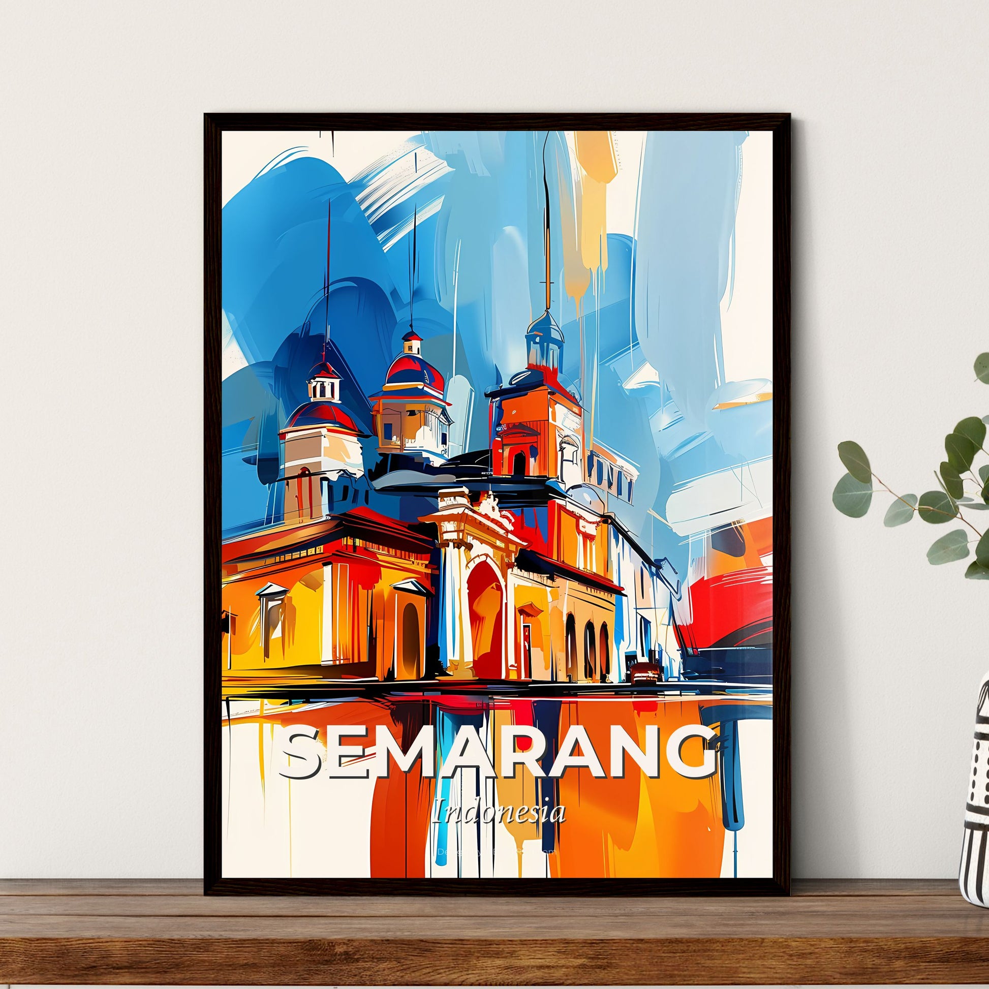 Vibrant Semarang, Indonesia - A Painting Of A Building