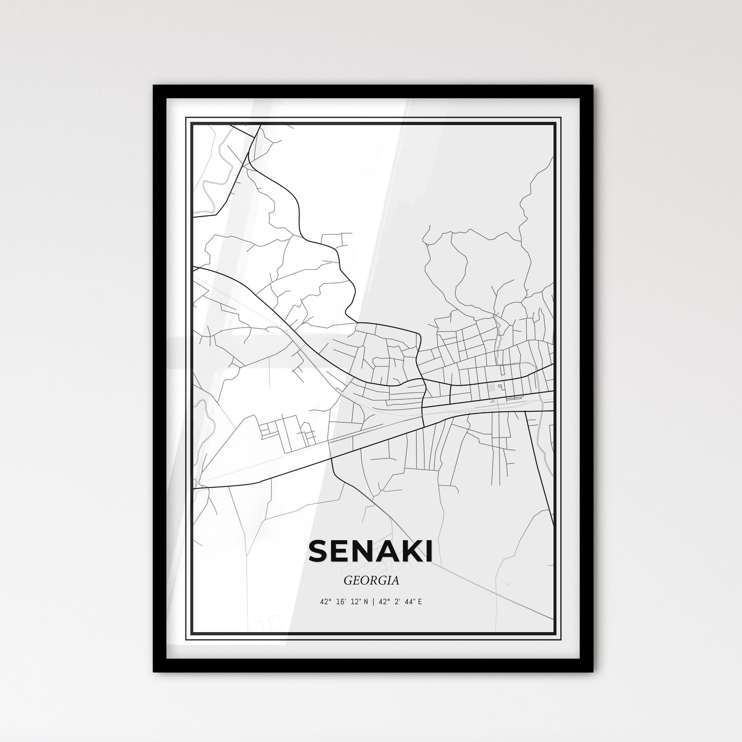 Senaki Georgia - Scandinavian Style City Map for Modern Home Decor