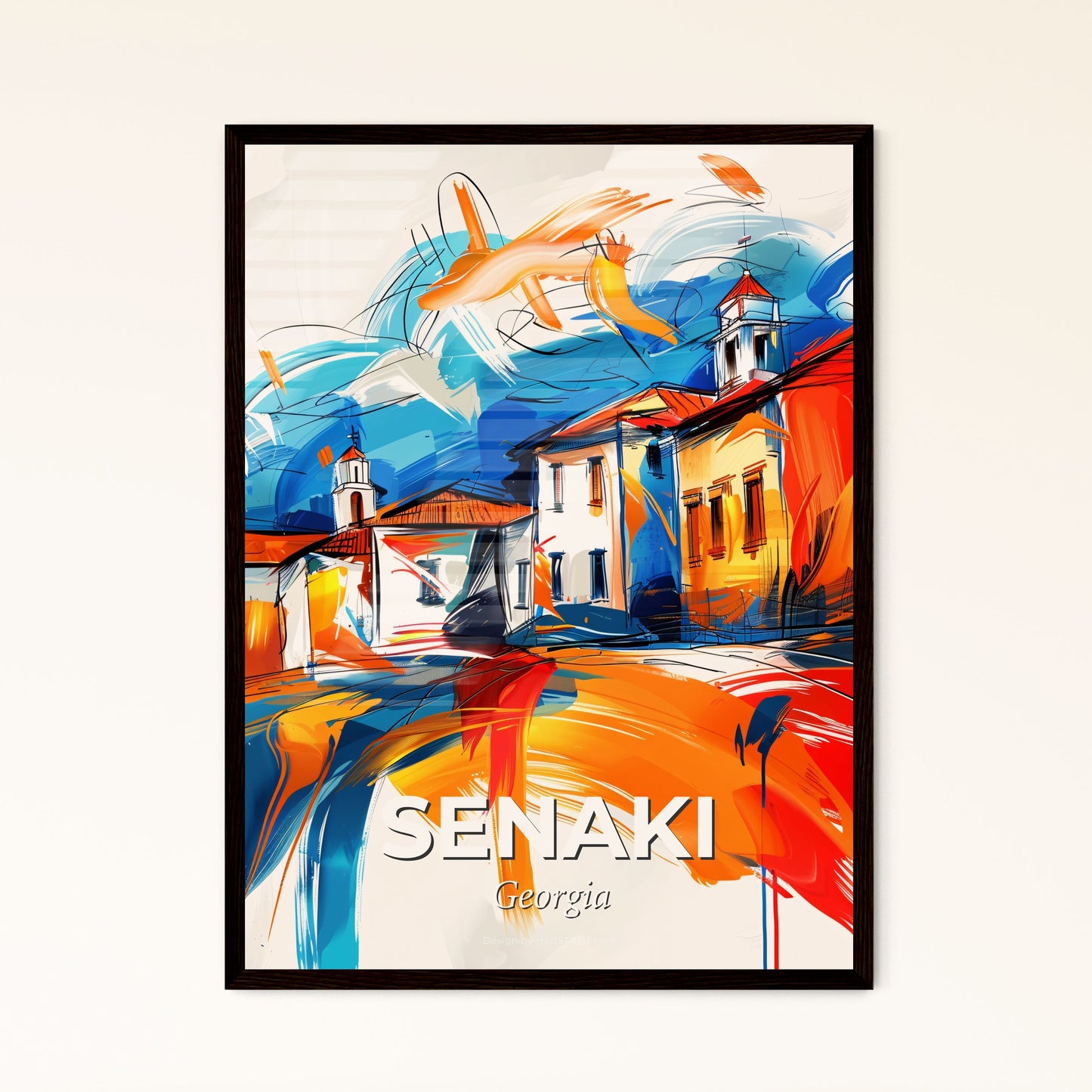 Vibrant Senaki, Georgia - A Colorful Painting Of Buildings