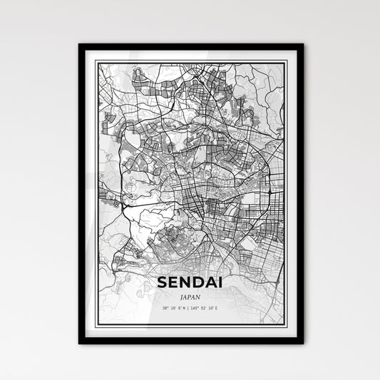 Sendai Japan - Scandinavian Style City Map for Modern Home Decor