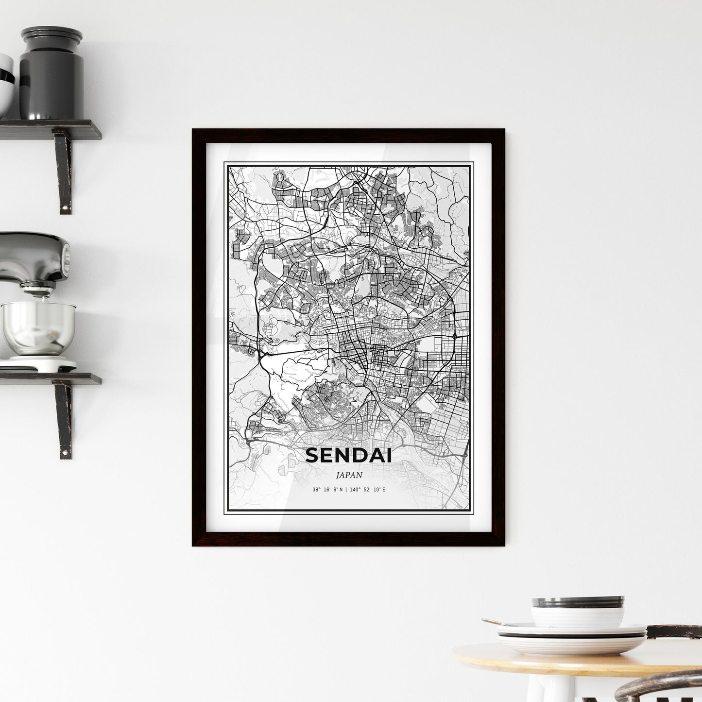 Sendai Japan - Minimal City Map