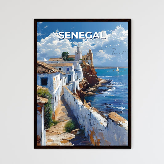 Energetic Painting of White Building on Cliff near Water in Senegal, Africa