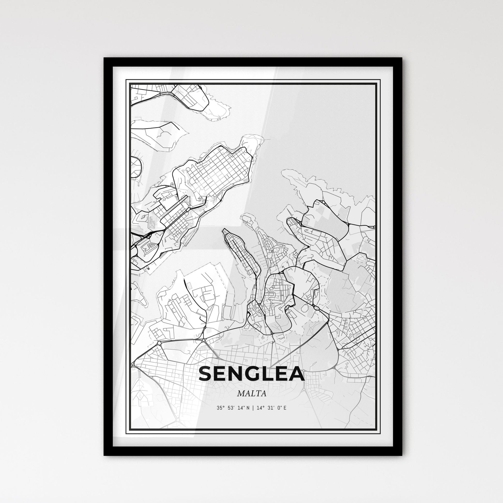 Senglea Malta - Scandinavian Style City Map for Modern Home Decor