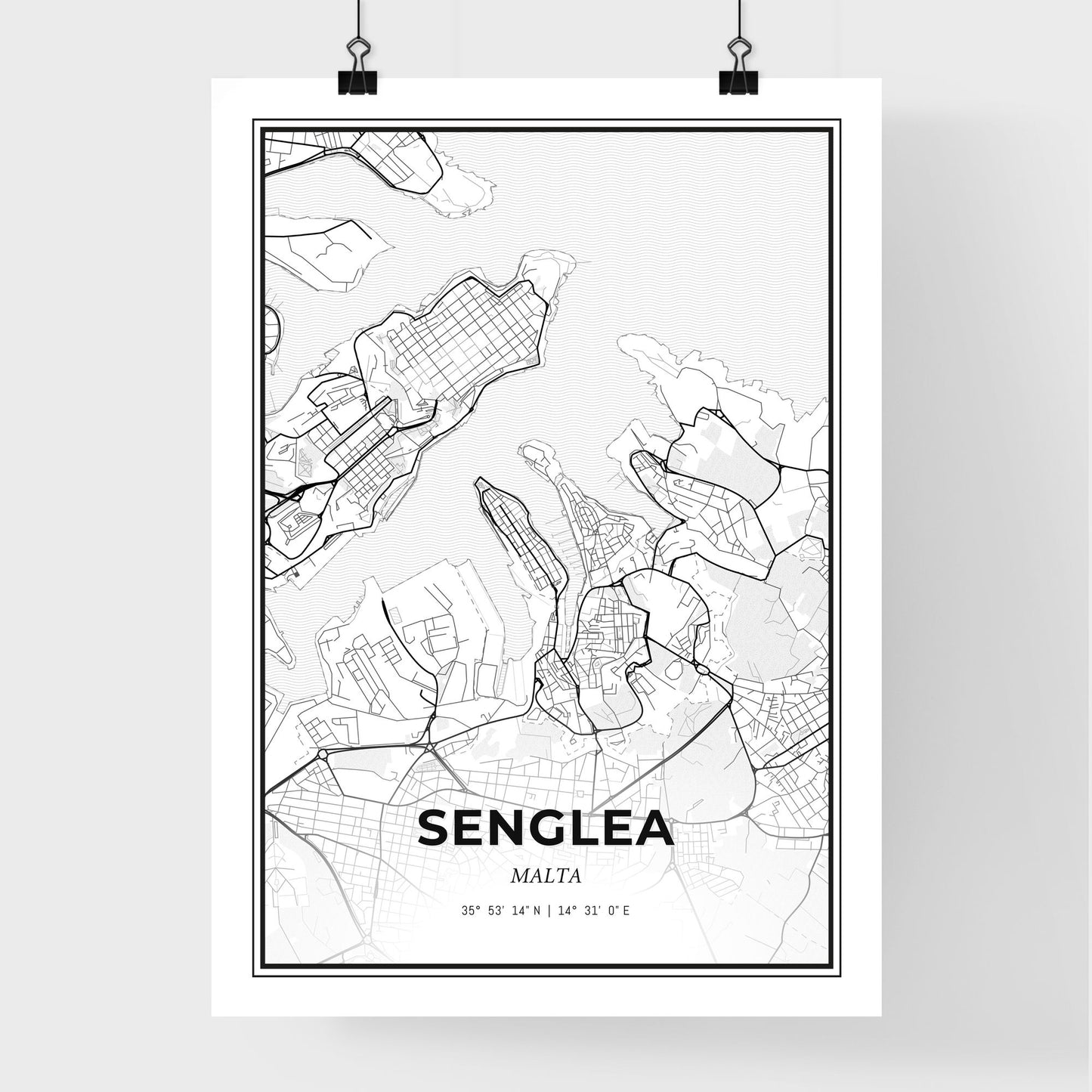 Senglea Malta - Premium City Map Poster